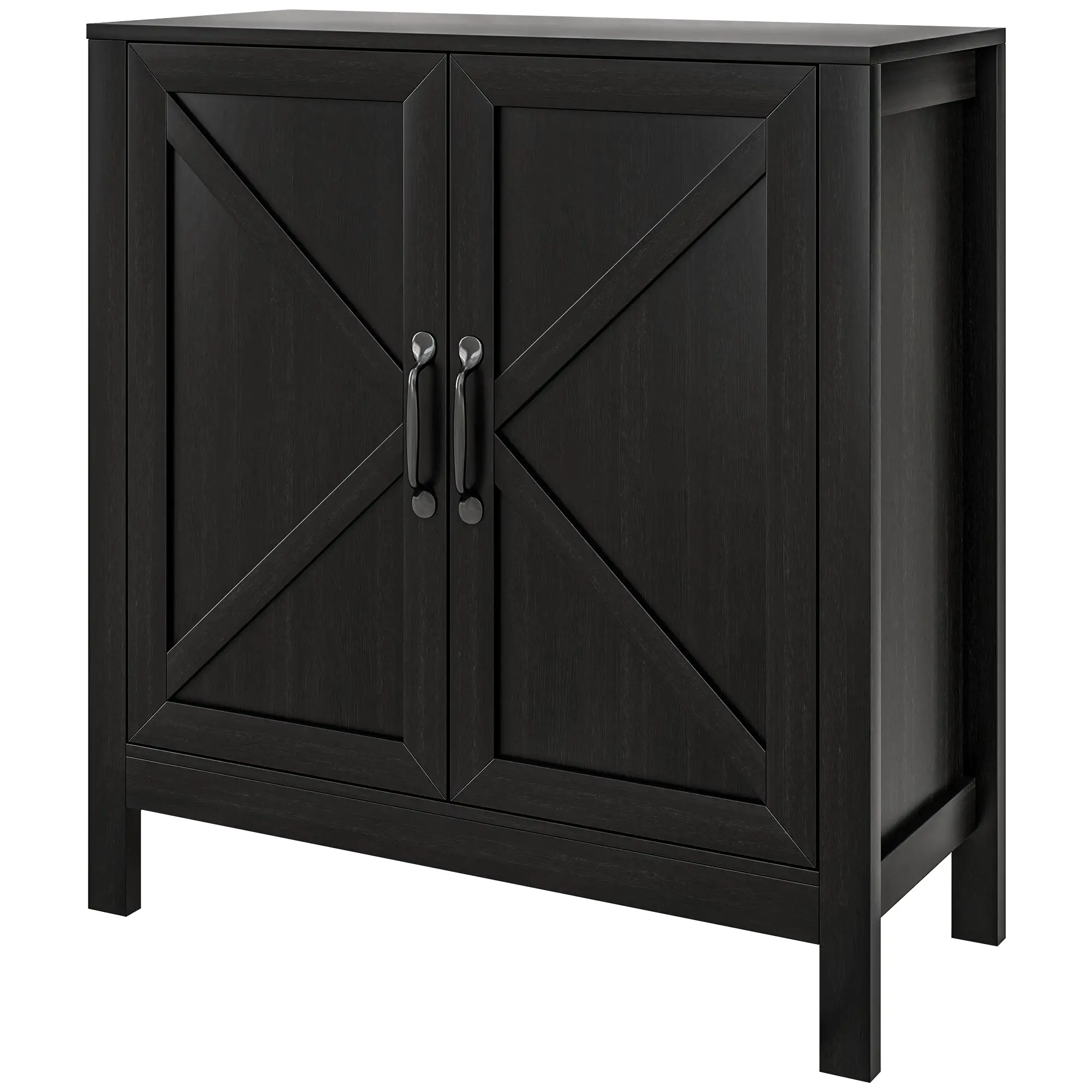 Sideboard Buffet, Kitchen Cabinet with Barn Door, Adjustable Shelves, Black Oak, Black