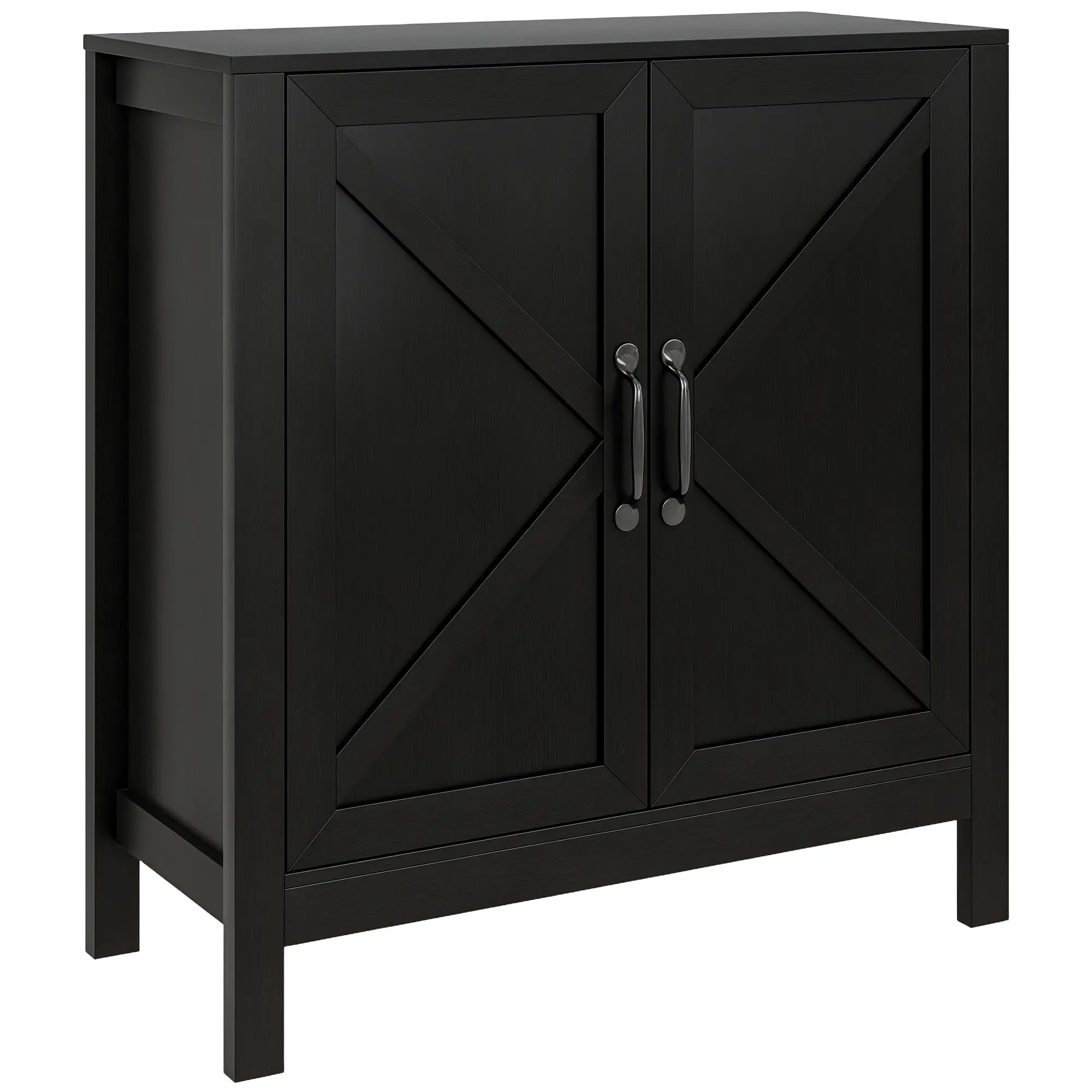 Sideboard Buffet, Kitchen Cabinet with Barn Door, Adjustable Shelves, Black Oak, Black - Image 11