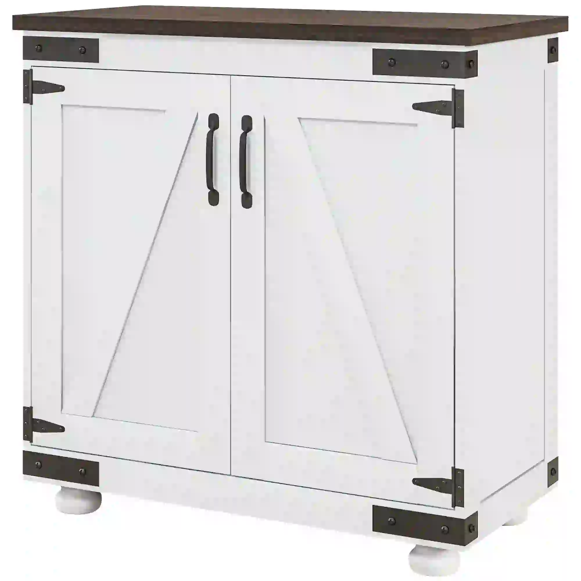 Sideboard Buffet, Kitchen Cabinet with Barn Door, Adjustable Shelves, White, Brown - Image 11