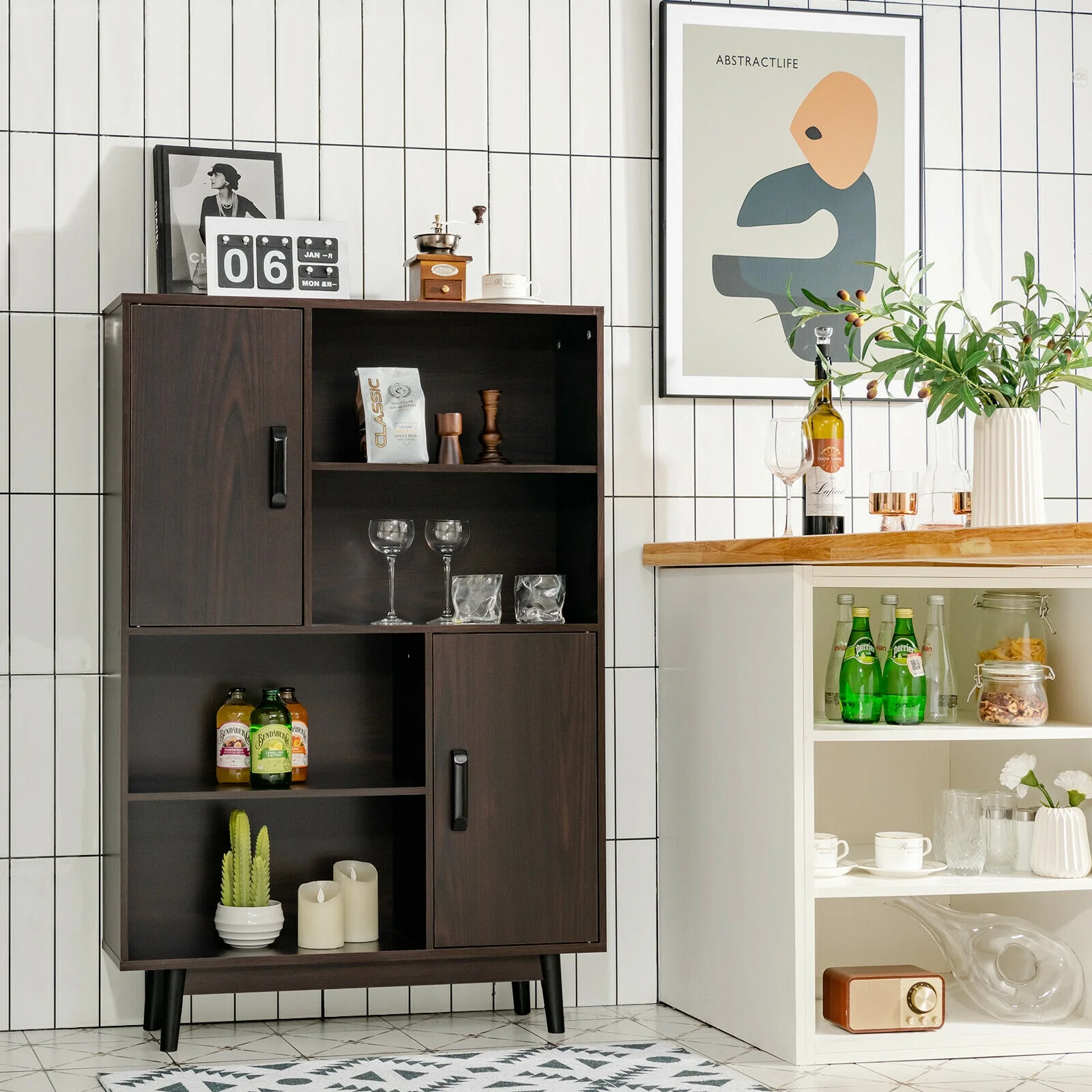 Sideboard Storage Cabinet, Dark Brown - Image 2