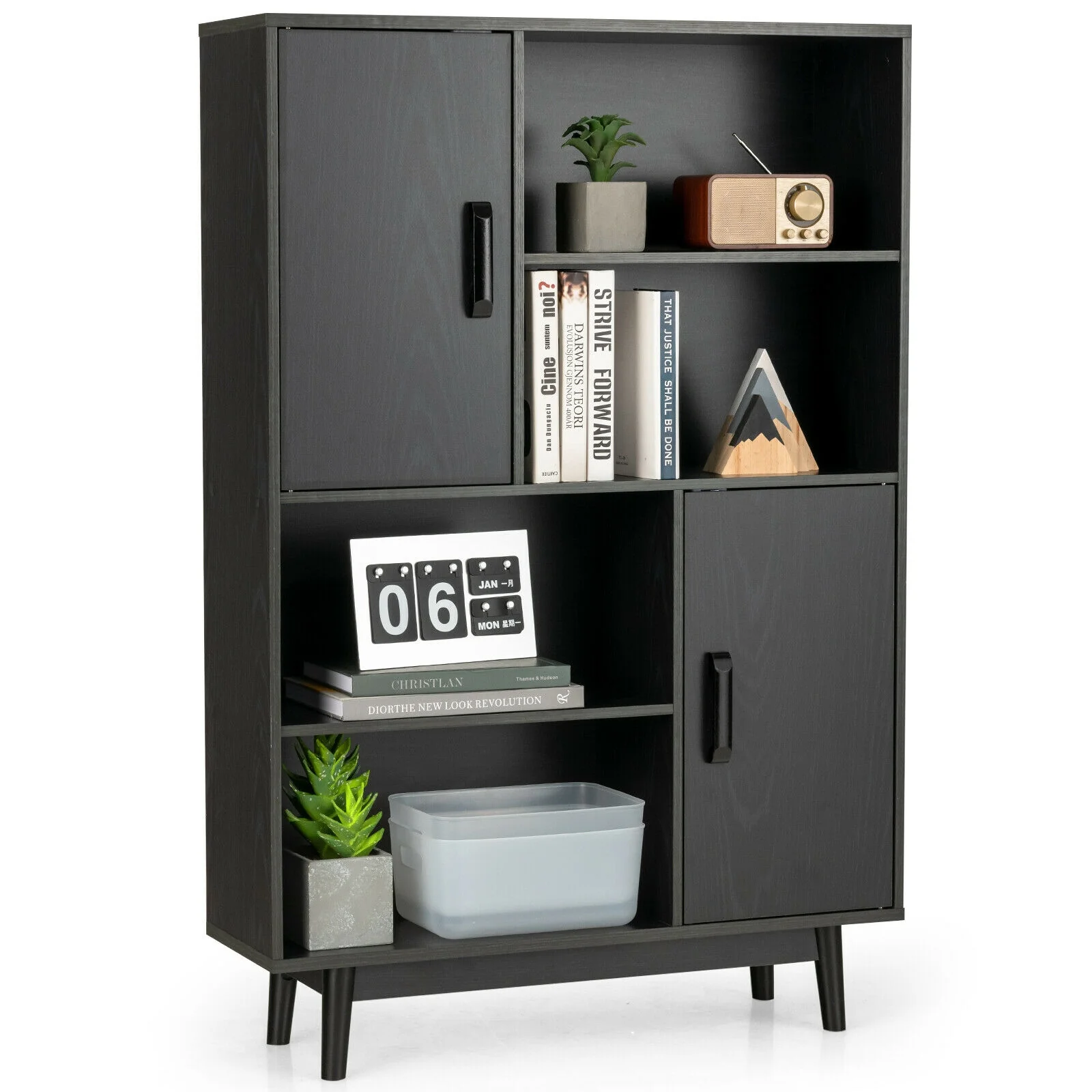 Sideboard Storage Cabinet With Door Shelf, Black - Image 5