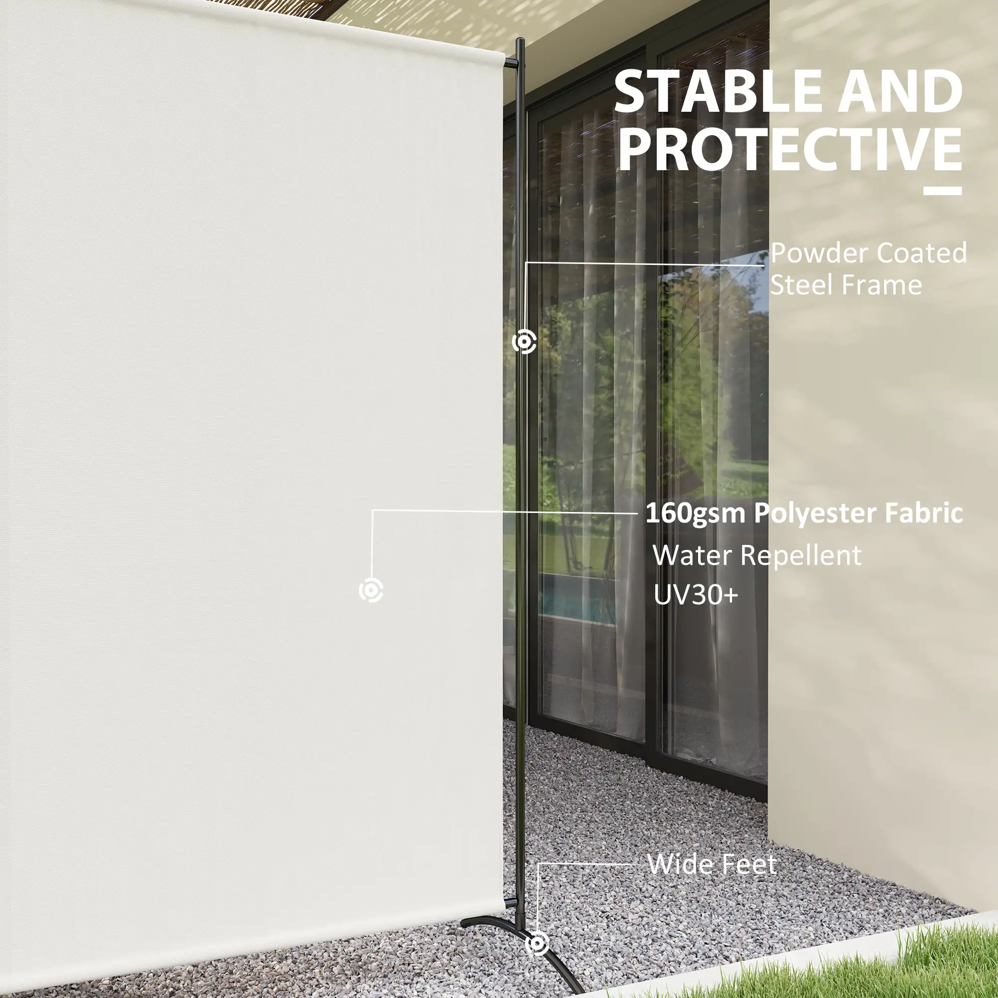 Single Panel Room Divider, UV30+ Privacy Screen, Indoor Outdoor, Beige - Image 5