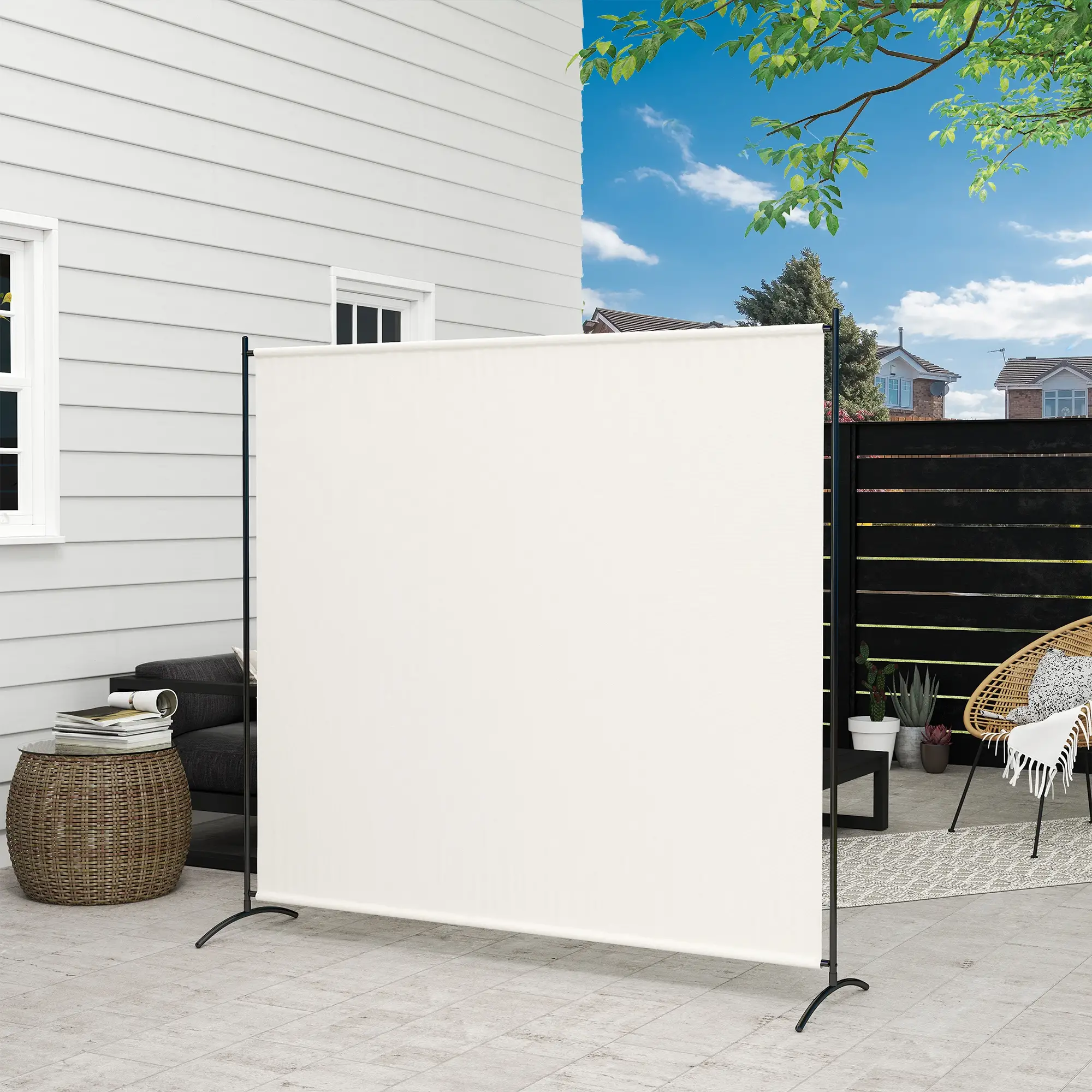 Single Panel Room Divider, UV30+ Privacy Screen, Indoor Outdoor, Beige - Image 7