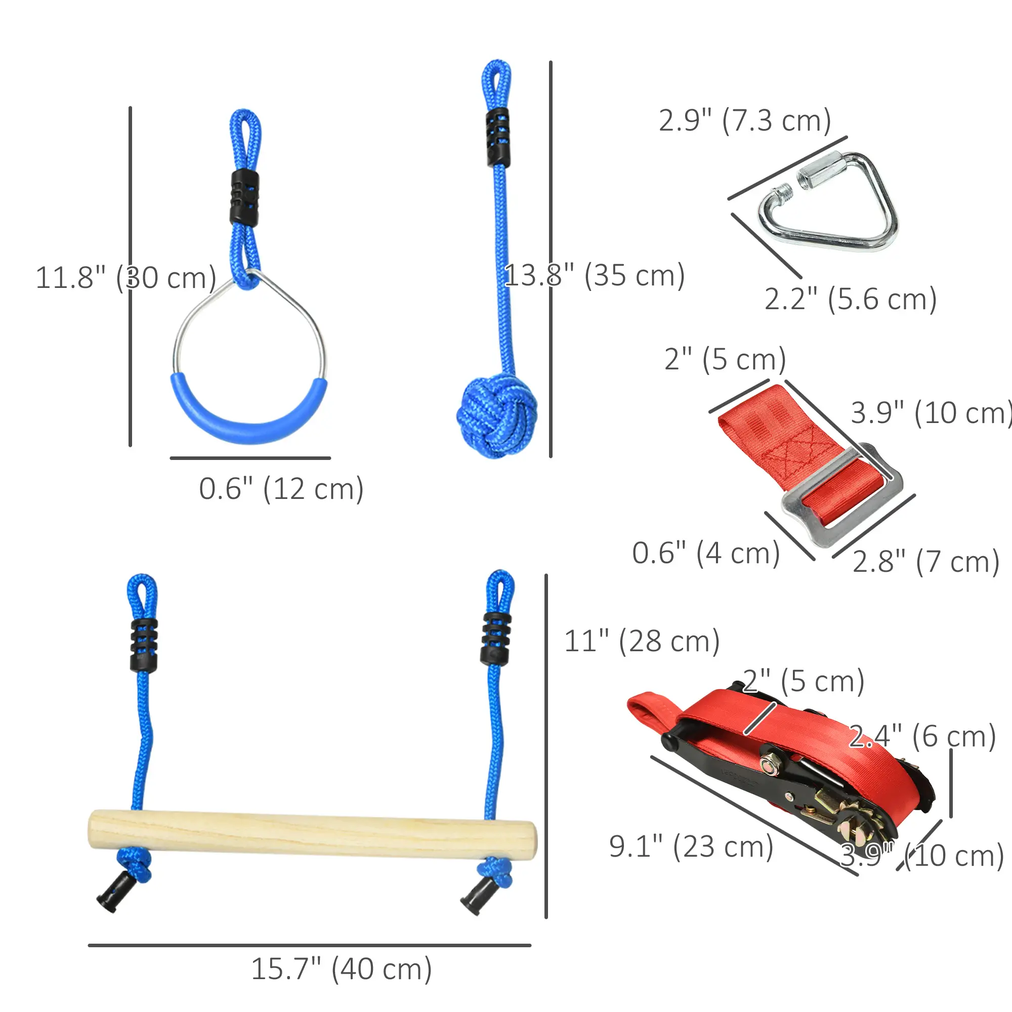 Slackline Set, 30-Piece, 10m Rope With Obstacles, Climbing Frame - Image 3