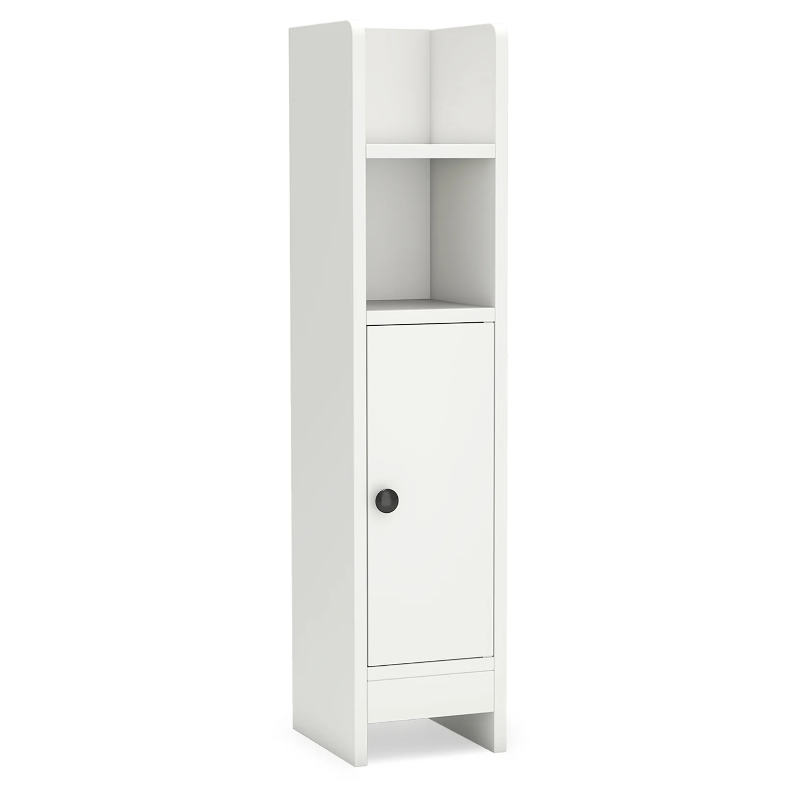 Slim Corner Bathroom Cabinet With Door, Adjustable Shelf, White - Image 4