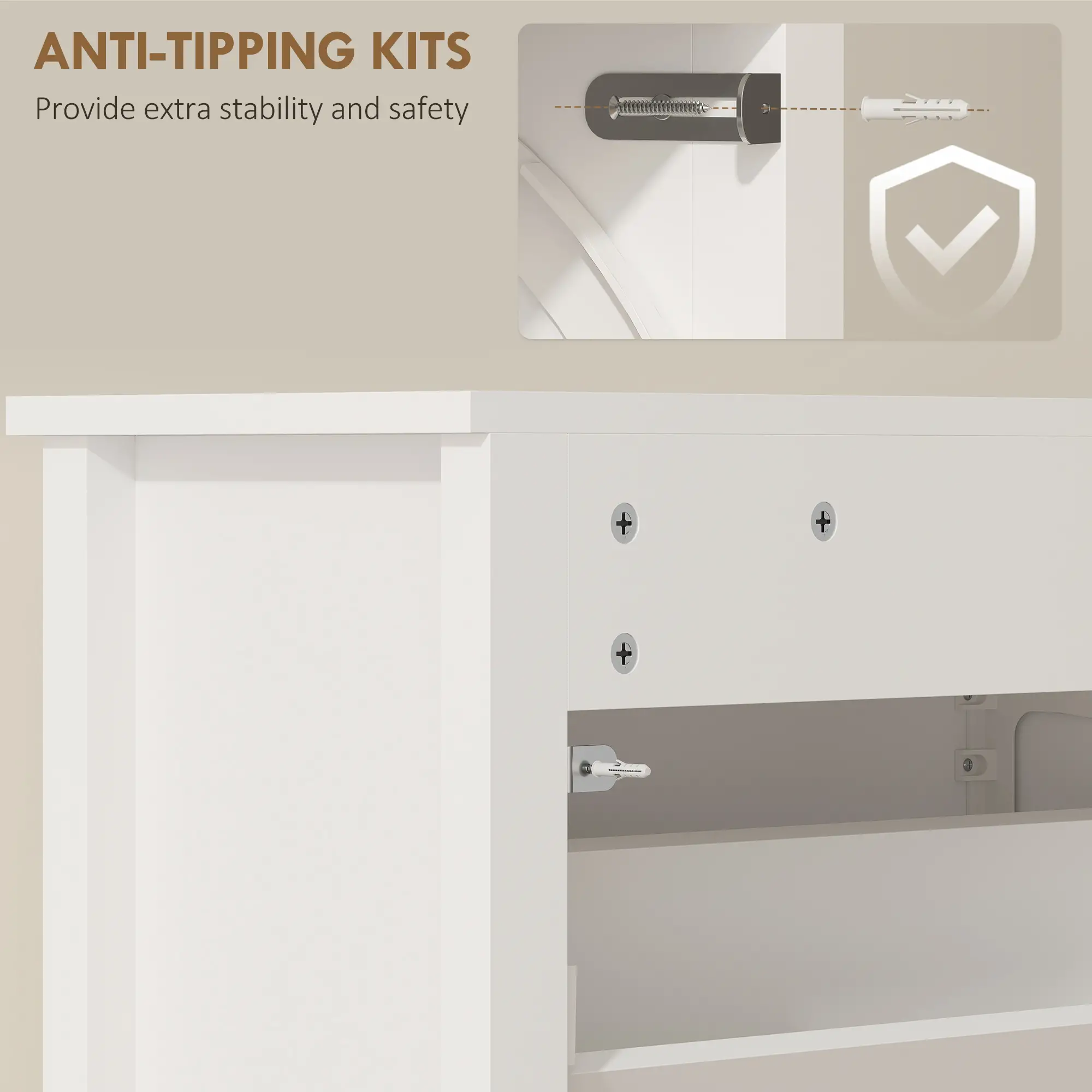 Slim Shoe Cabinet, 3 Flip Drawers, Adjustable Shelves, Holds 12 Pairs, White - Image 6