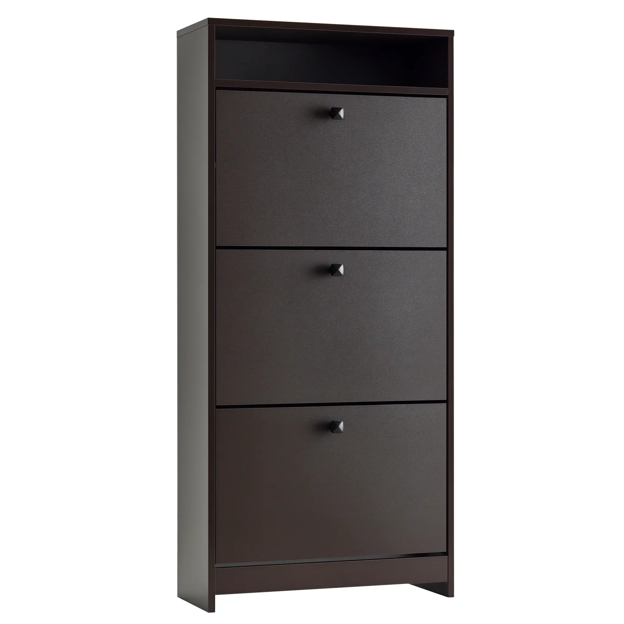 Slim Shoe Storage, 3 Flip Drawers, Adjustable Shelves, 9 Pair, Coffee - Image 11