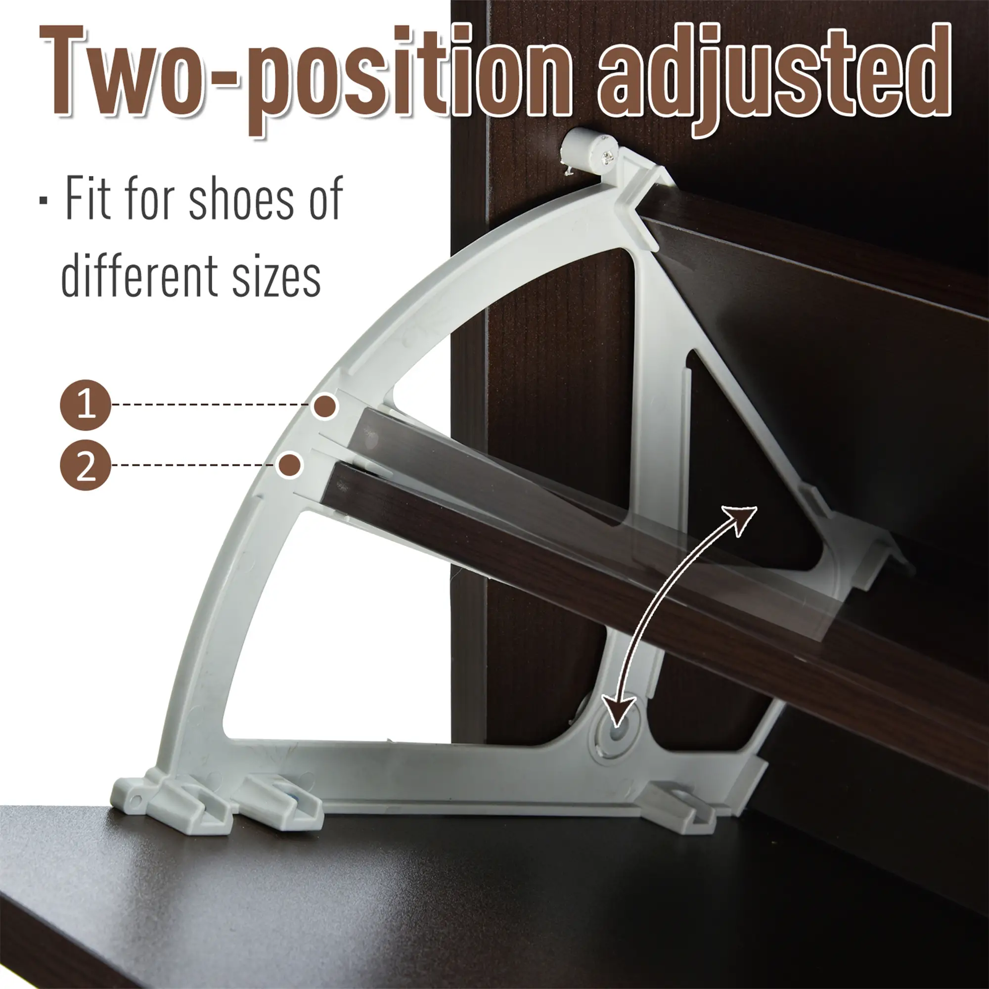 Slim Shoe Storage, 3 Flip Drawers, Adjustable Shelves, 9 Pair, Coffee - Image 4