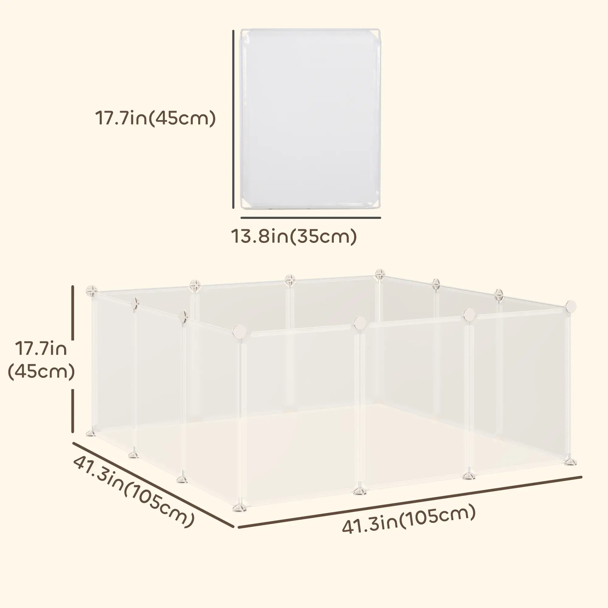 Small Animal Cage, 12 Panels, 18" x 14", White - Image 3