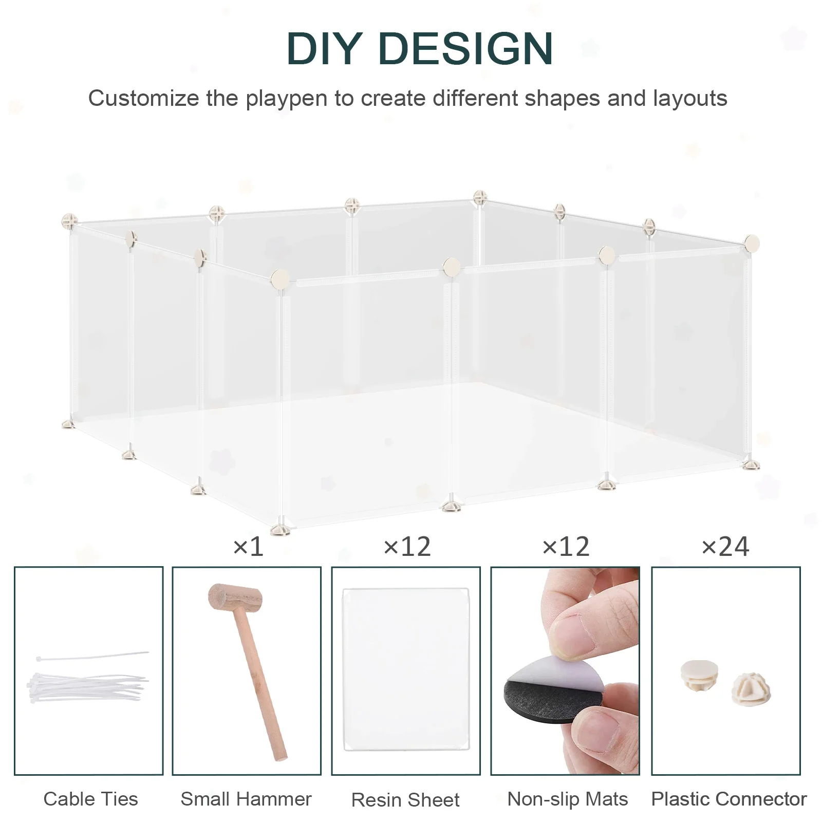 Small Animal Cage, 12 Panels, 18" x 14", White - Image 4