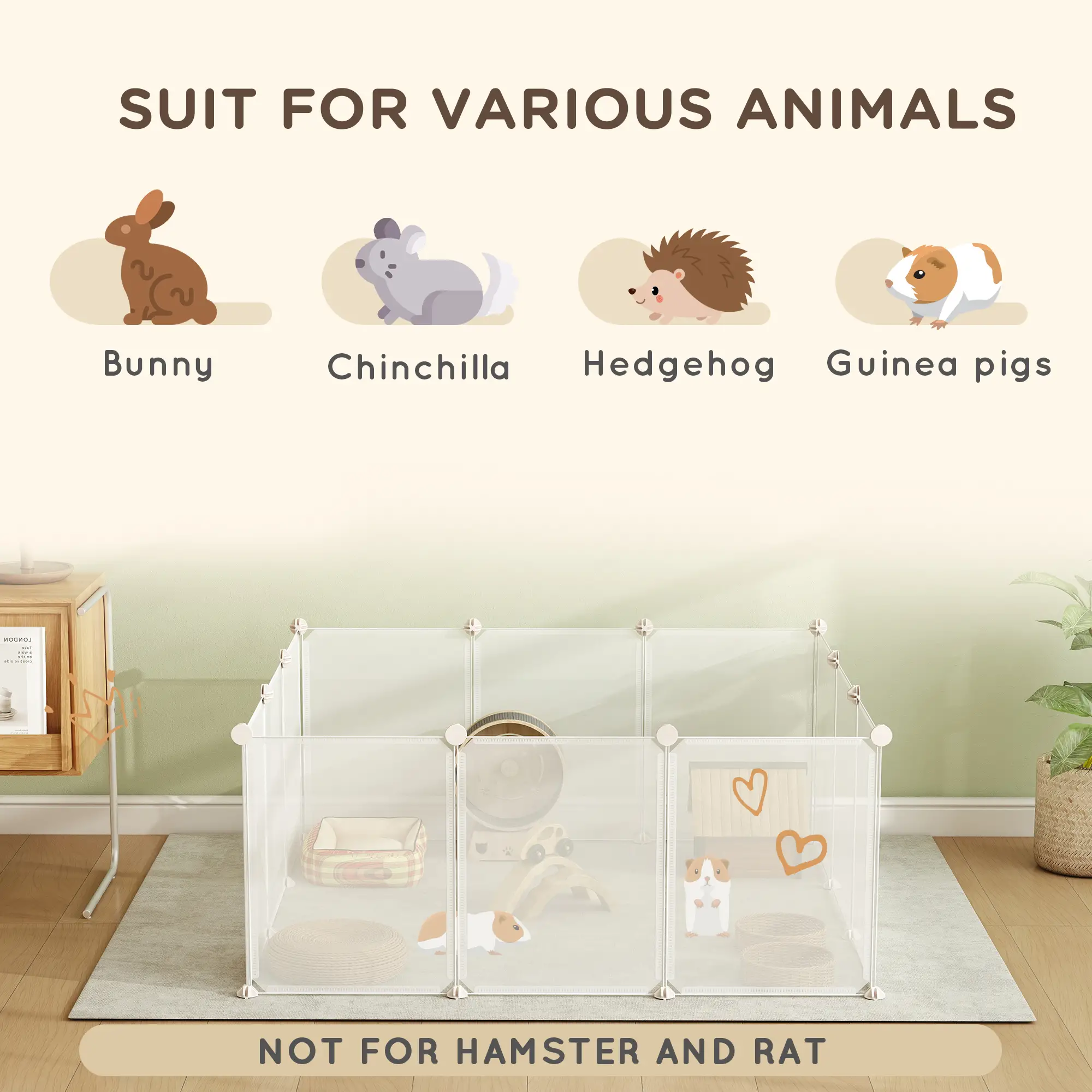 Small Animal Cage, 12 Panels, 18" x 14", White - Image 5