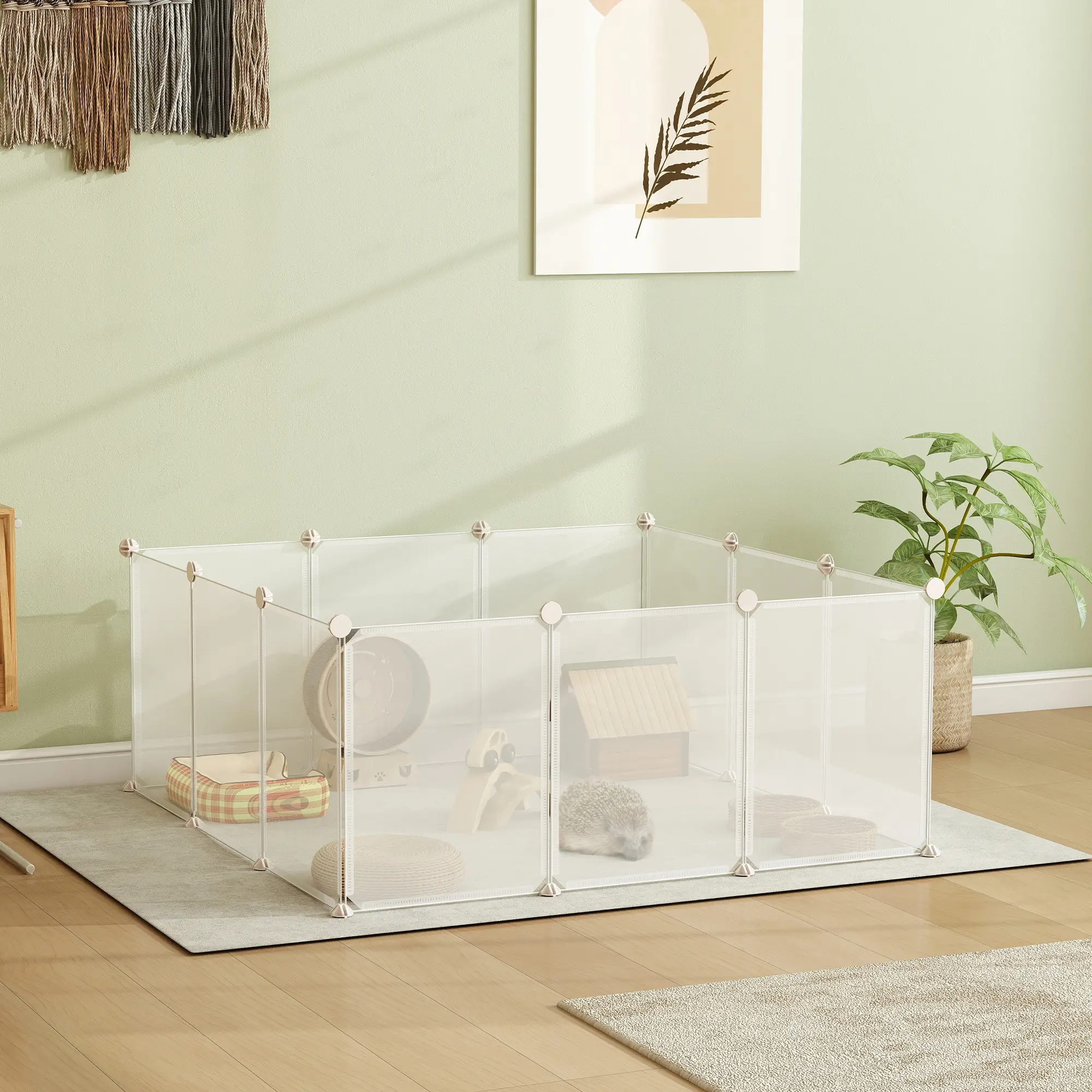 Small Animal Cage, 12 Panels, 18" x 14", White - Image 8