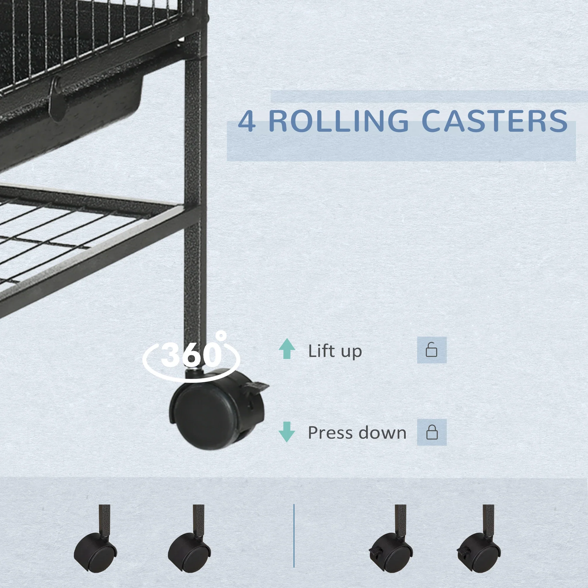 Small Animal Cage, 3-Tier Ferret Cage with Hammock, Removable Tray - Image 6
