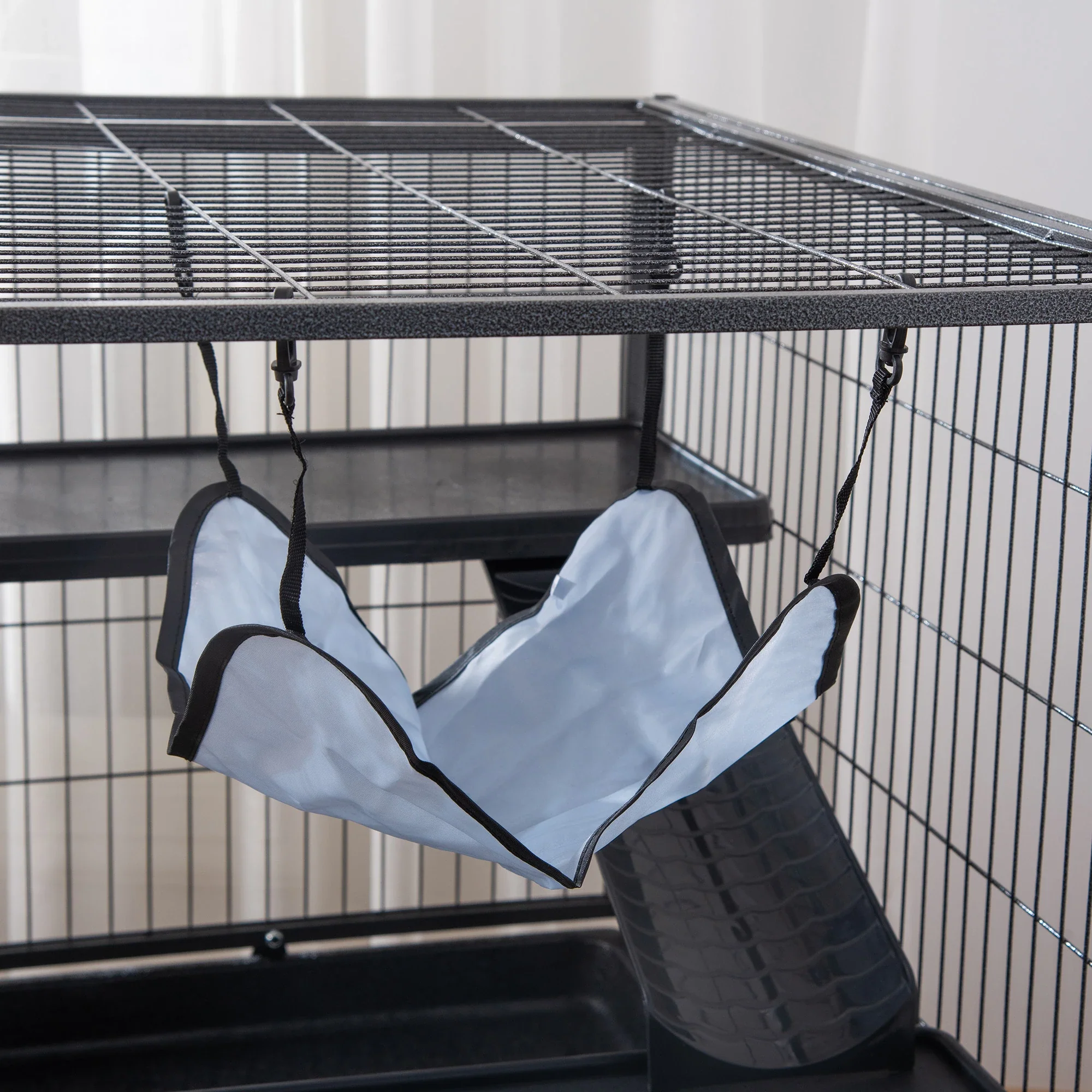 Small Animal Cage, 3-Tier Ferret Cage with Hammock, Removable Tray - Image 9