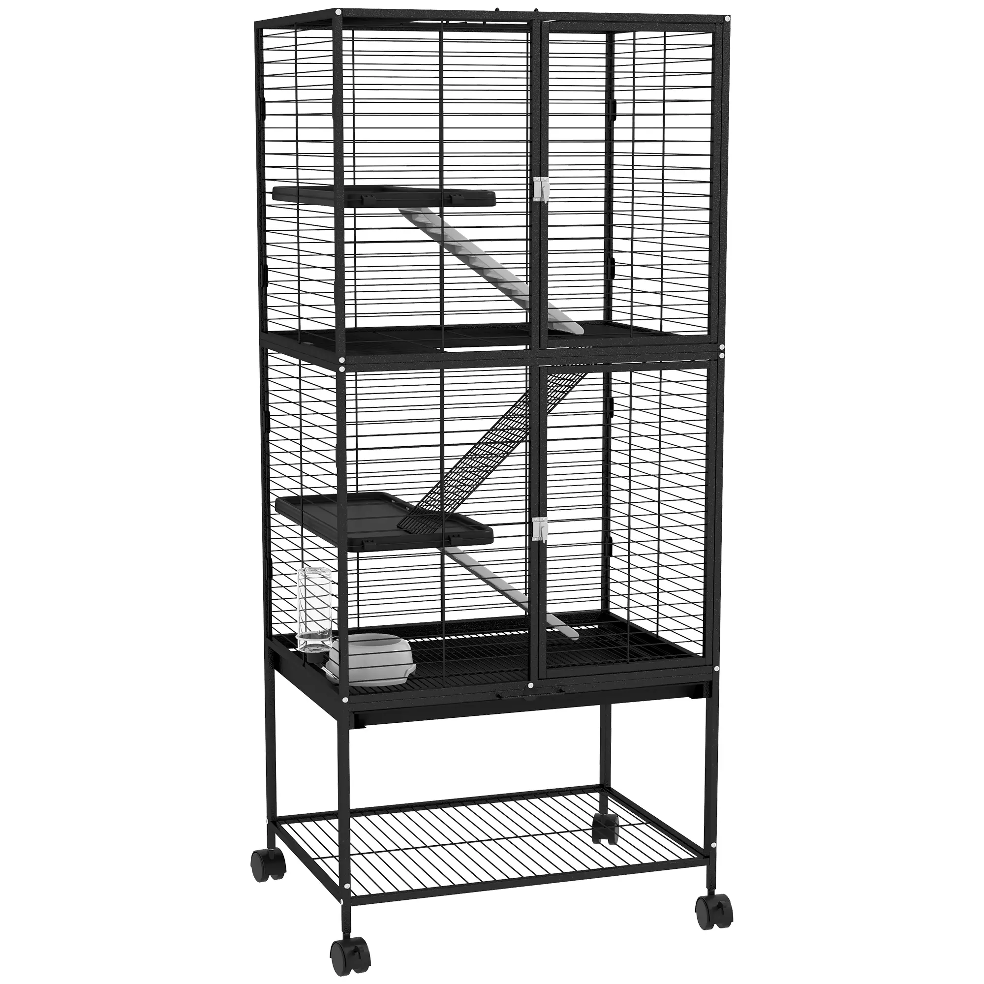Small Animal Cage 53.5"H, Removable Tray, Storage Shelf, Black - Image 11