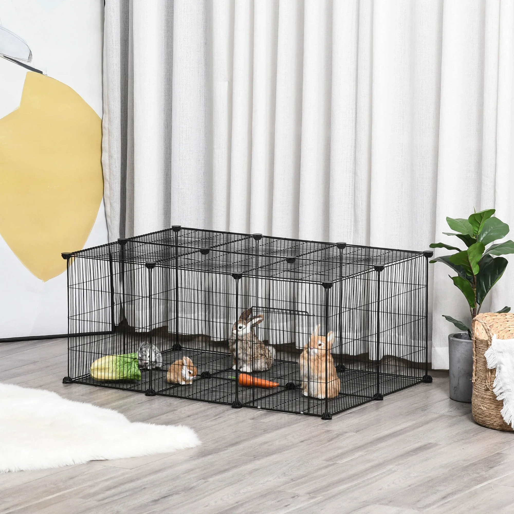 Small Animal Cage, Bunny Guinea Pig Chinchilla Hedgehog, Portable Pet Enclosure, 22 Panels - Image 2