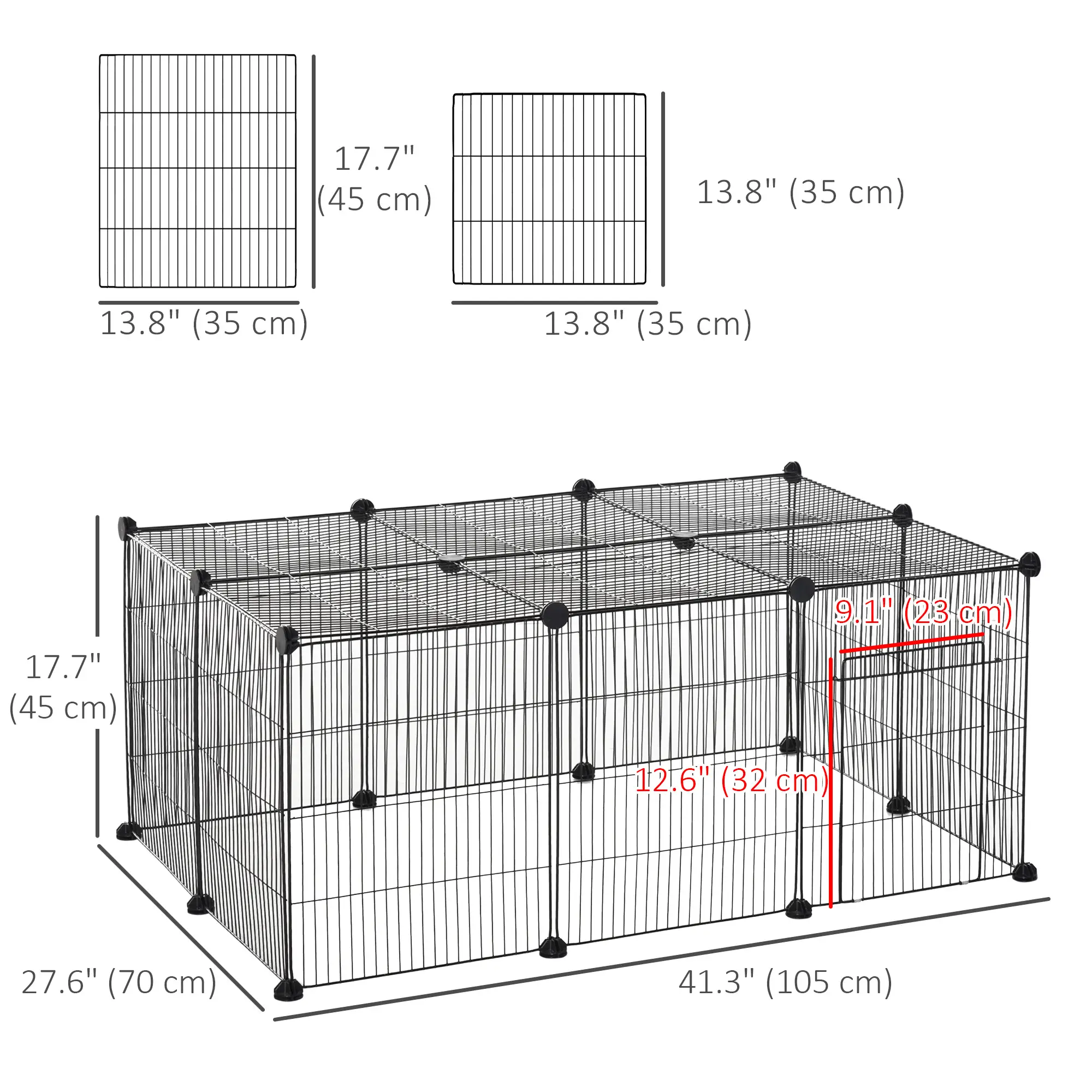 Small Animal Cage for Bunny, Guinea Pig, 16 Panels - Image 3