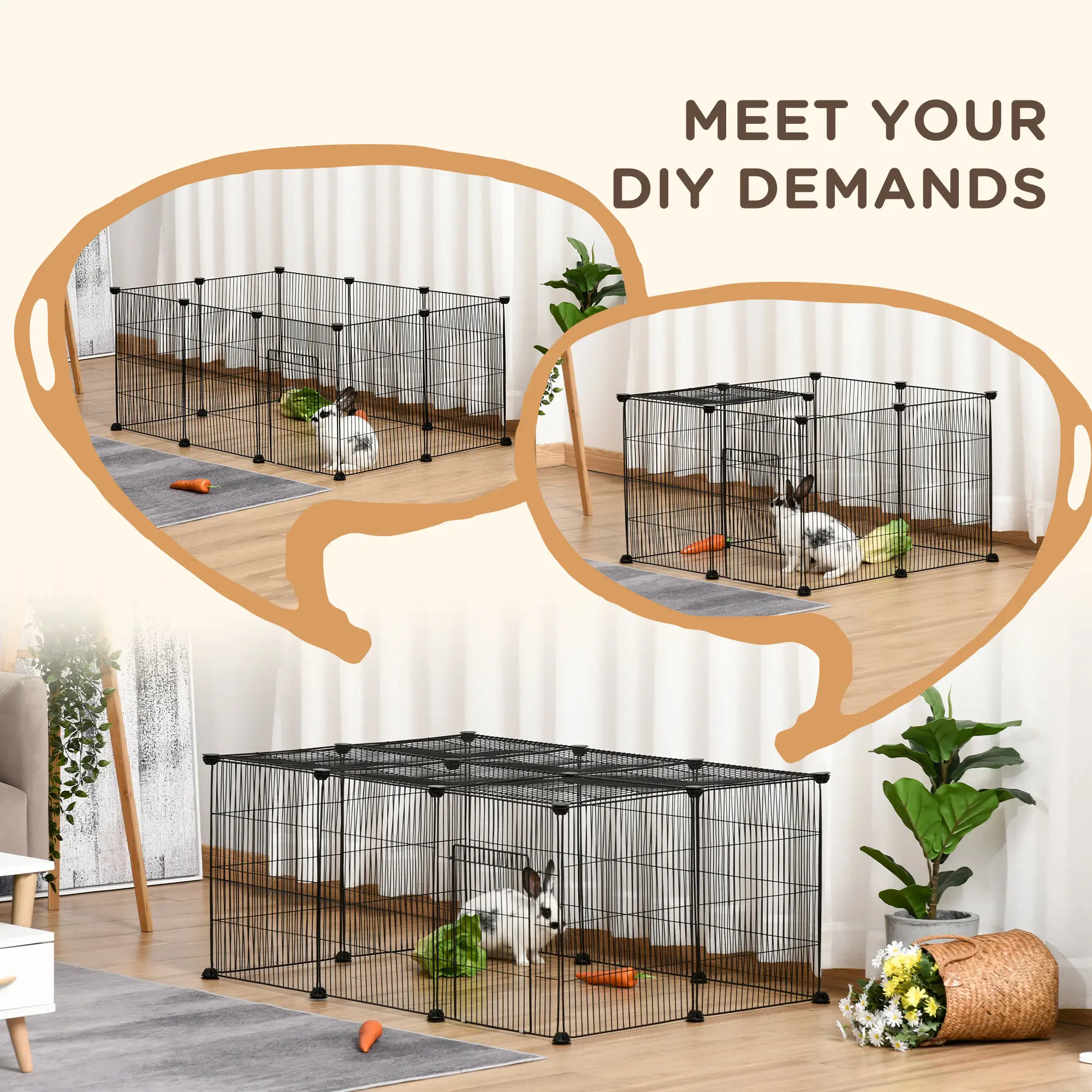 Small Animal Cage for Bunny, Guinea Pig, 16 Panels - Image 4