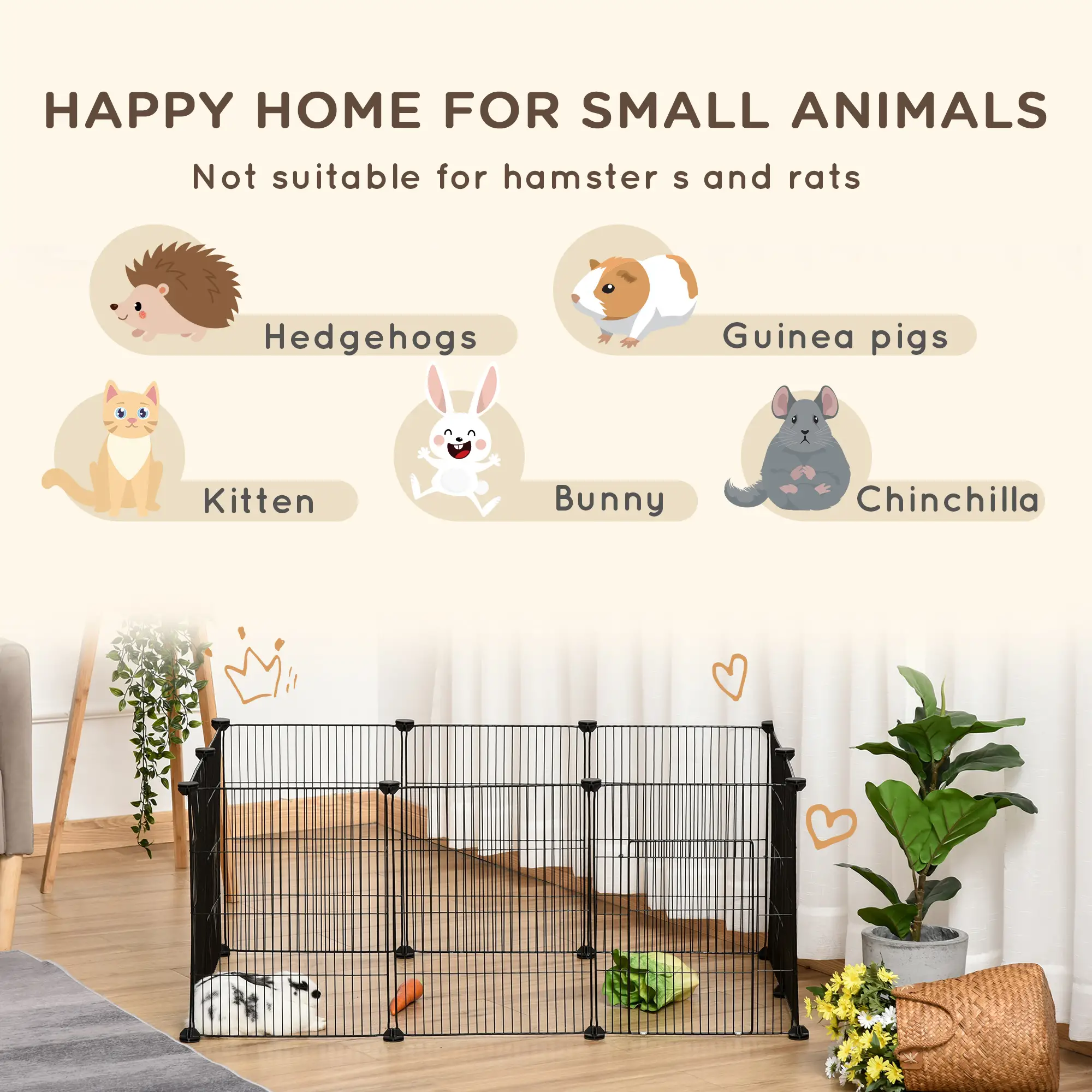 Small Animal Cage for Bunny, Guinea Pig, 16 Panels - Image 6