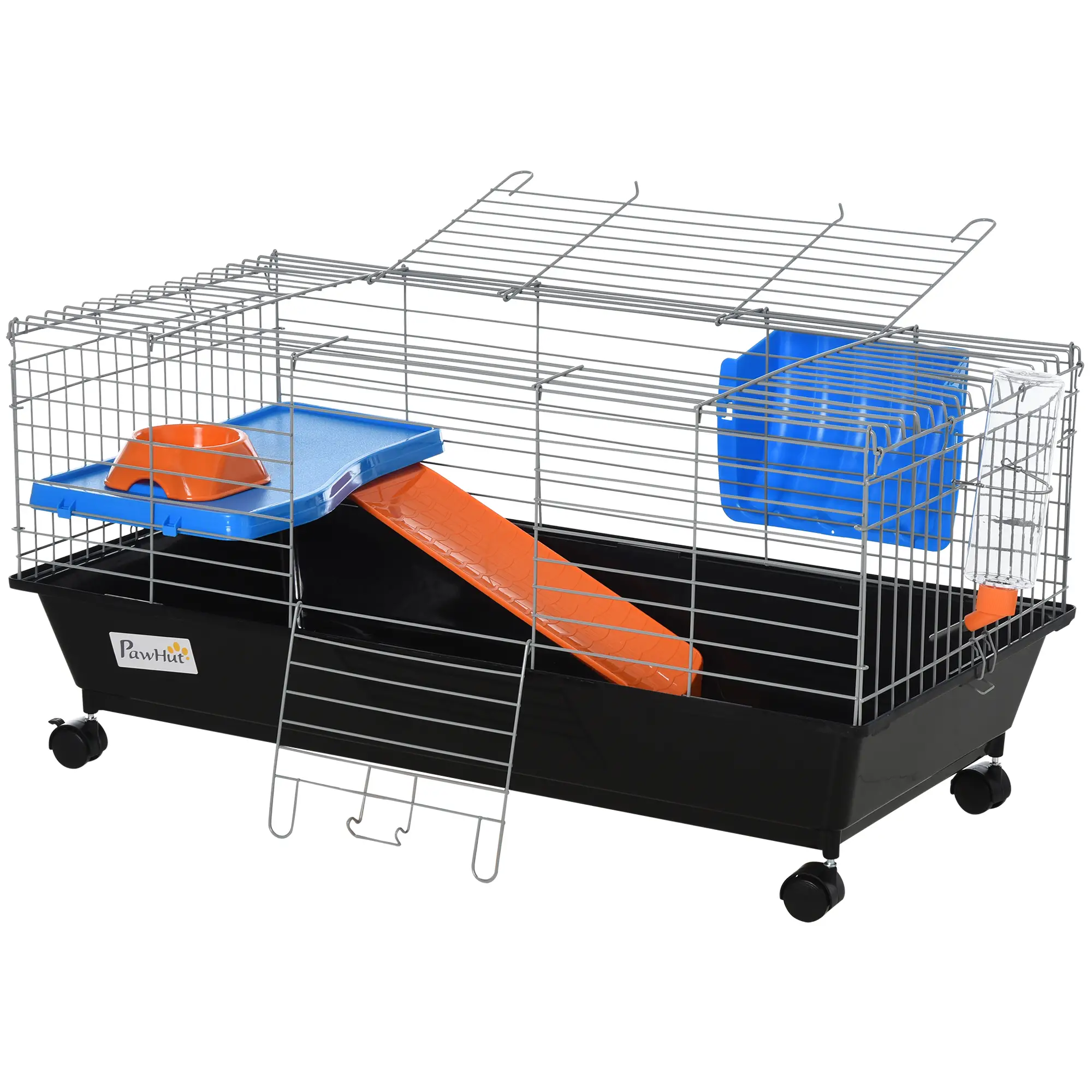 Small Animal Cage, Rolling Bunny Cage, Guinea Pig, Black