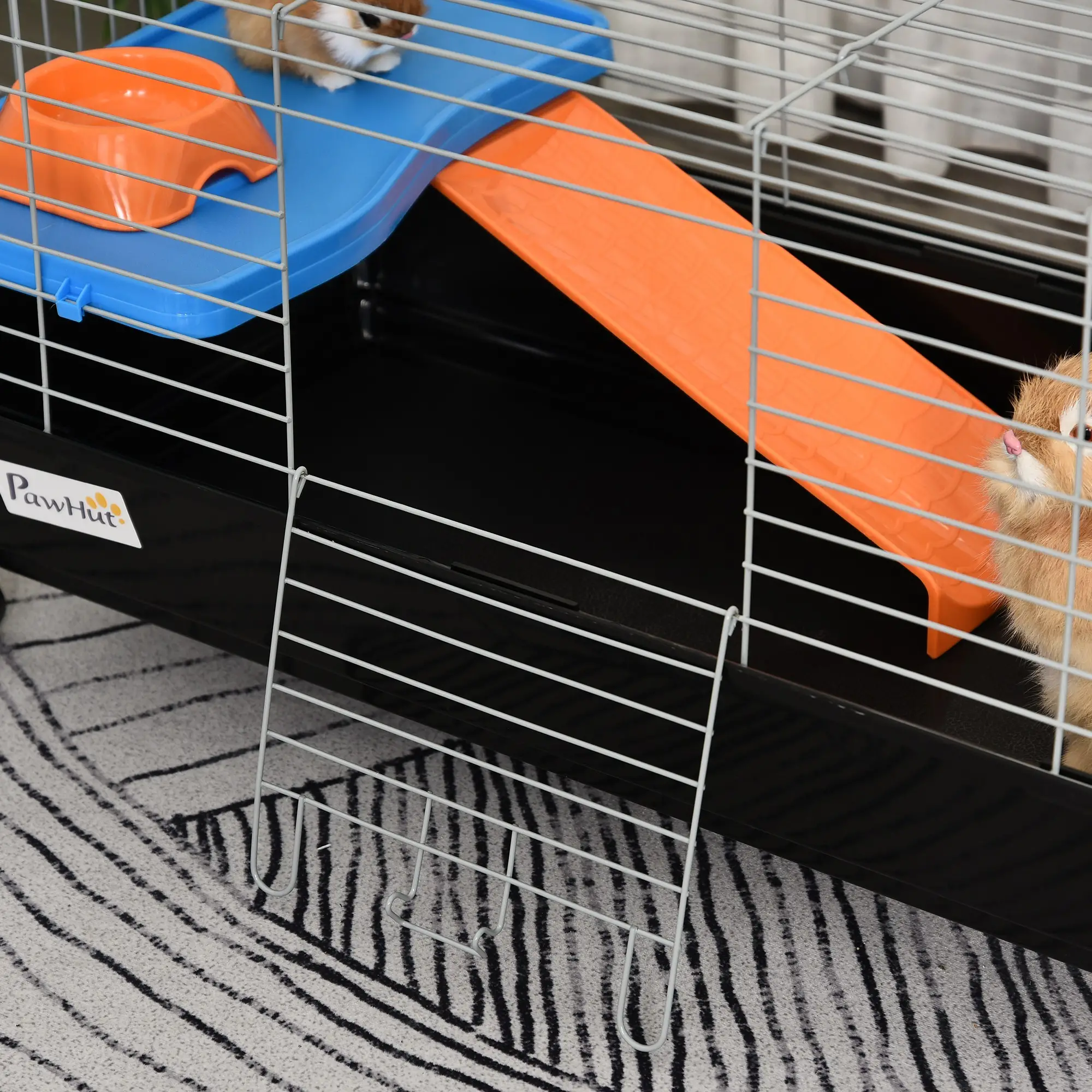Small Animal Cage, Rolling Bunny Cage, Guinea Pig, Black - Image 10