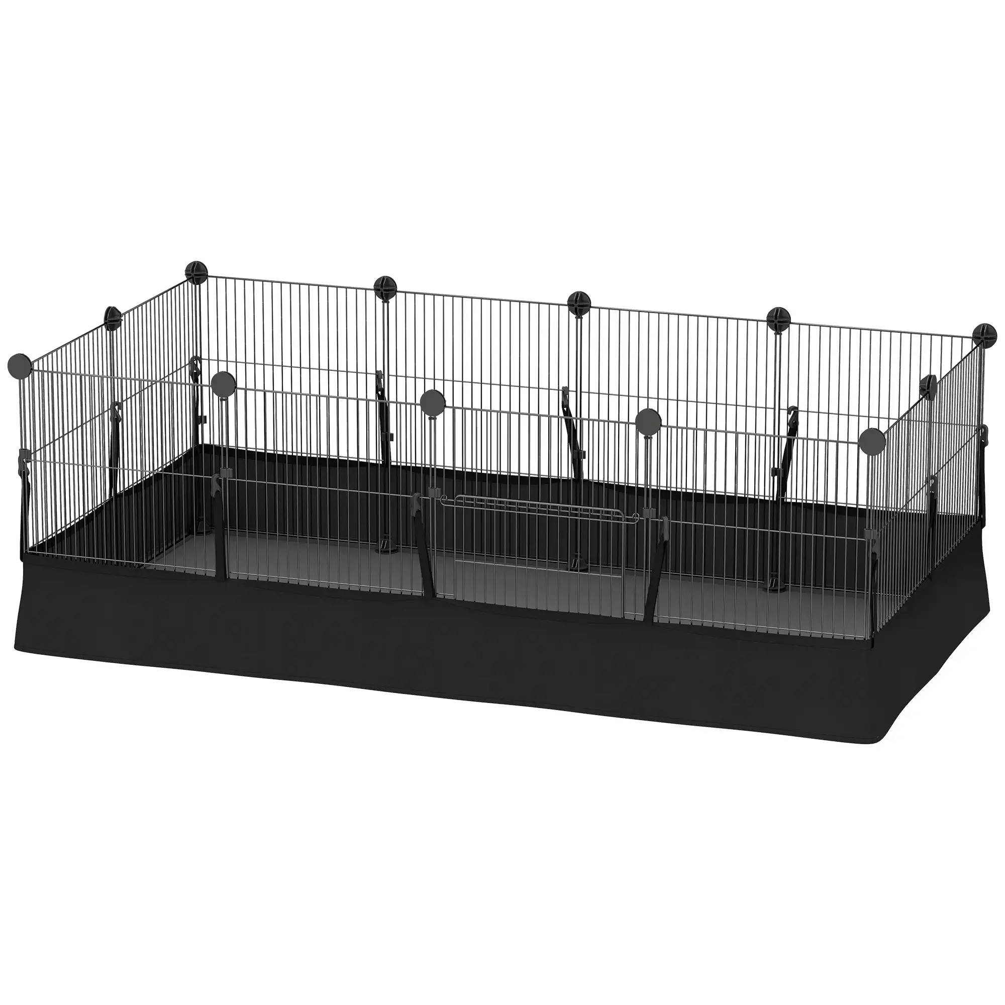 Small Animal Cage Waterproof Mat, DIY Playpen, 12 Panels, Black