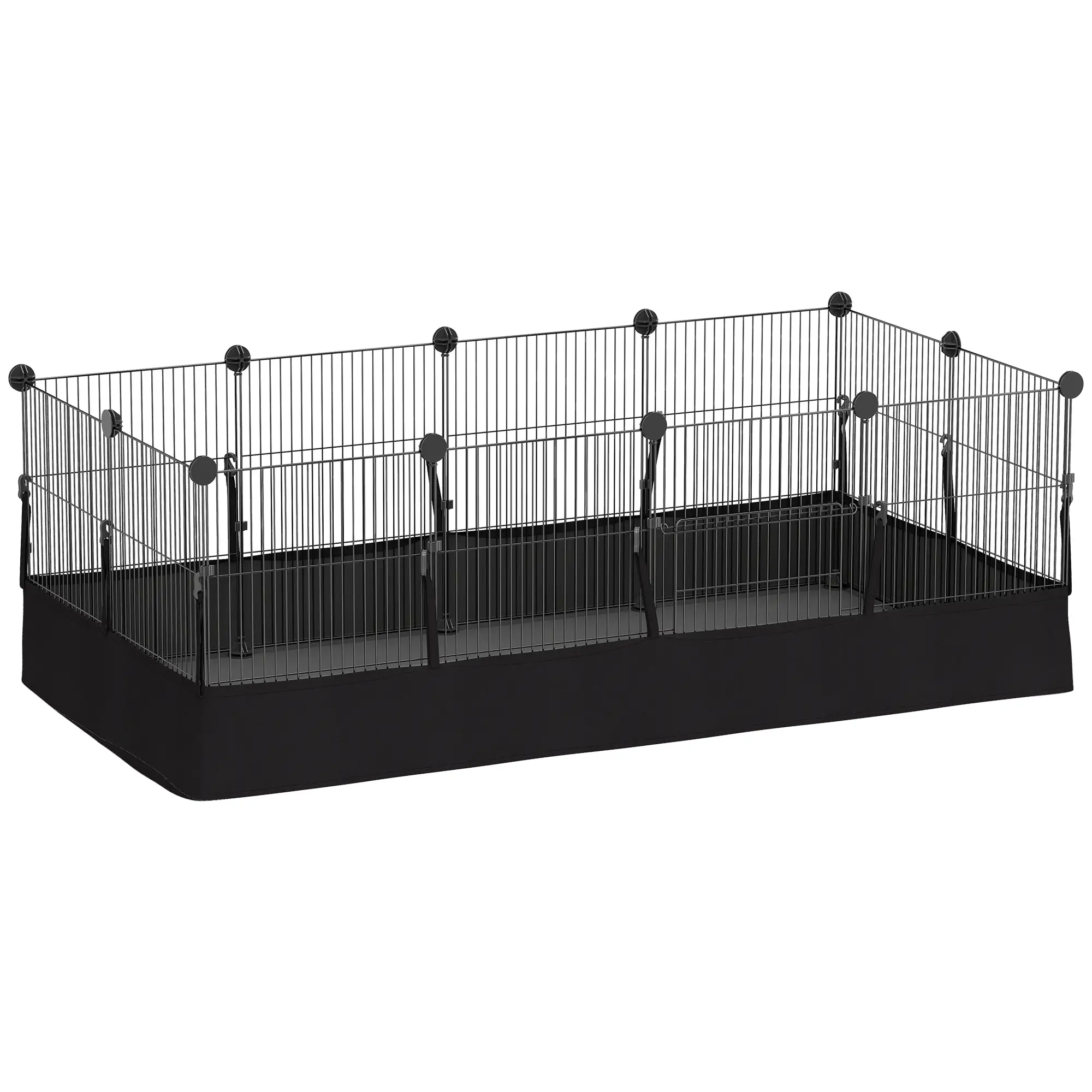 Small Animal Cage Waterproof Mat, DIY Playpen, 12 Panels, Black - Image 11