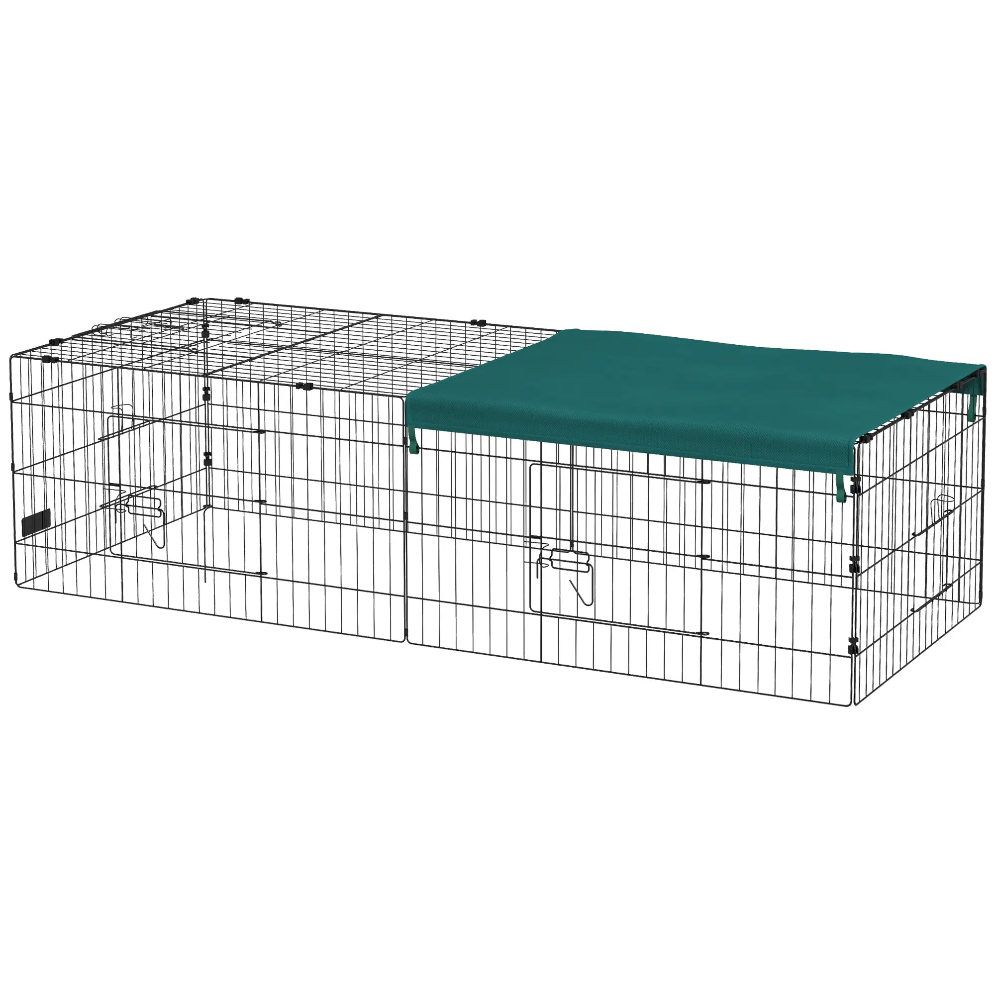 Small Animal Cage With Roof, Indoor Outdoor Use, 73" x 30" x 20", Green