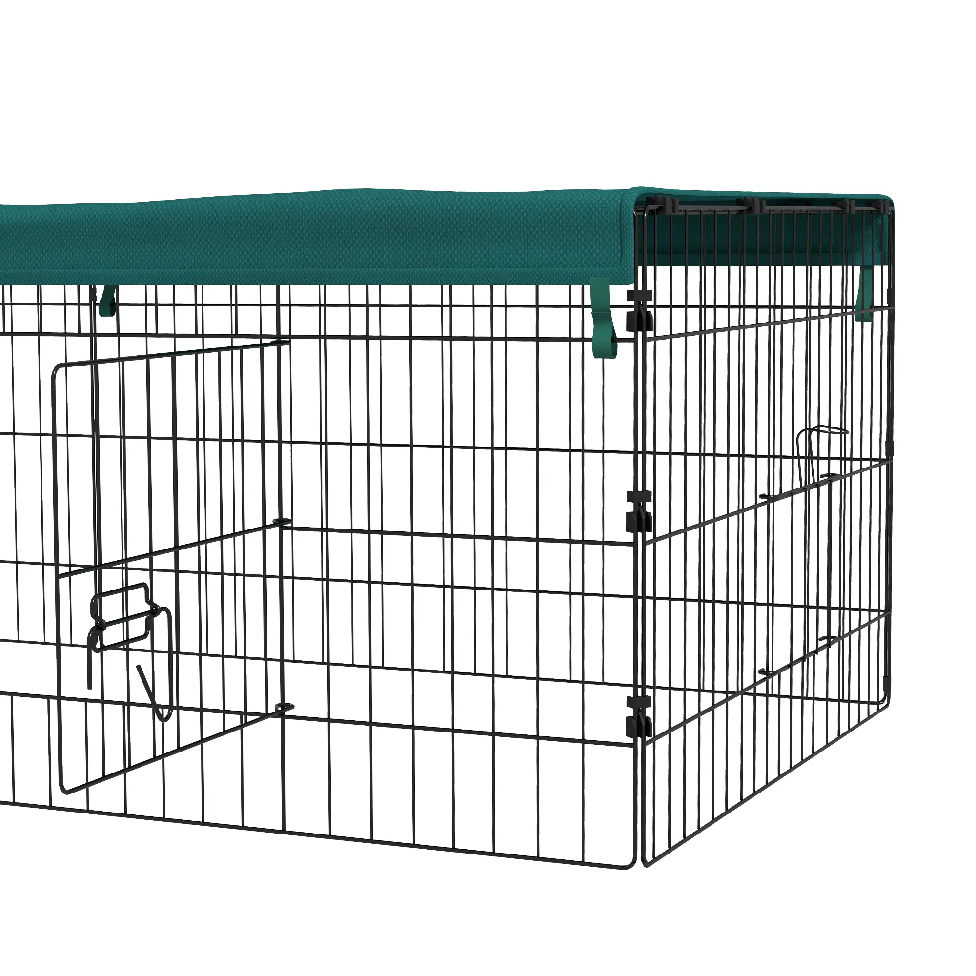 Small Animal Cage With Roof, Indoor Outdoor Use, 73" x 30" x 20", Green - Image 10