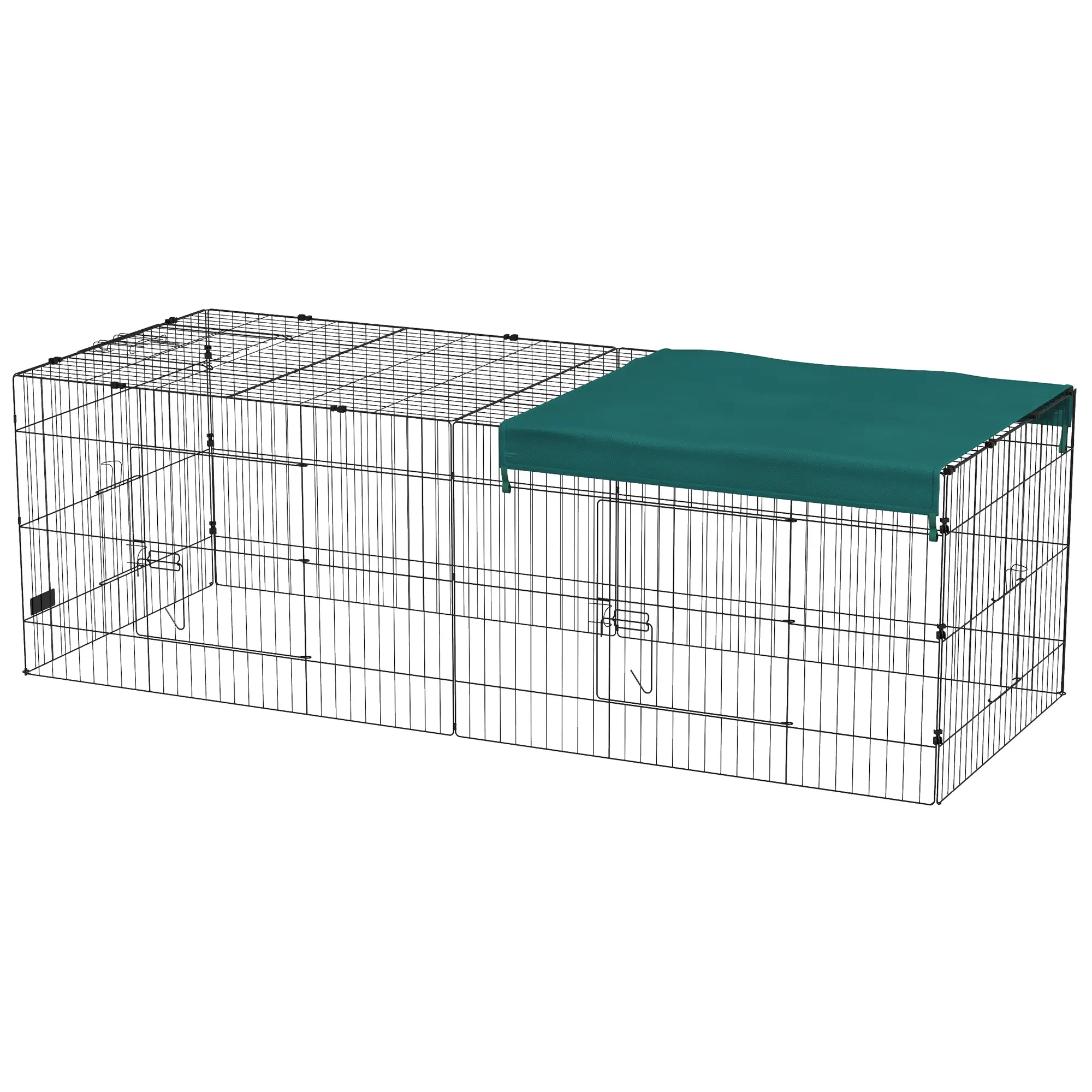 Small Animal Cage With Roof, Indoor Outdoor Use, 87" x 34" x 28", Green