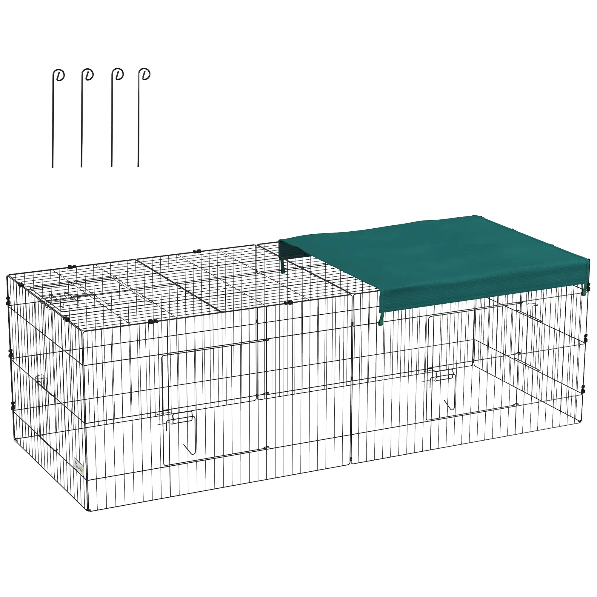 Small Animal Cage With Roof, Indoor Outdoor Use, 87" x 34" x 28", Green - Image 11