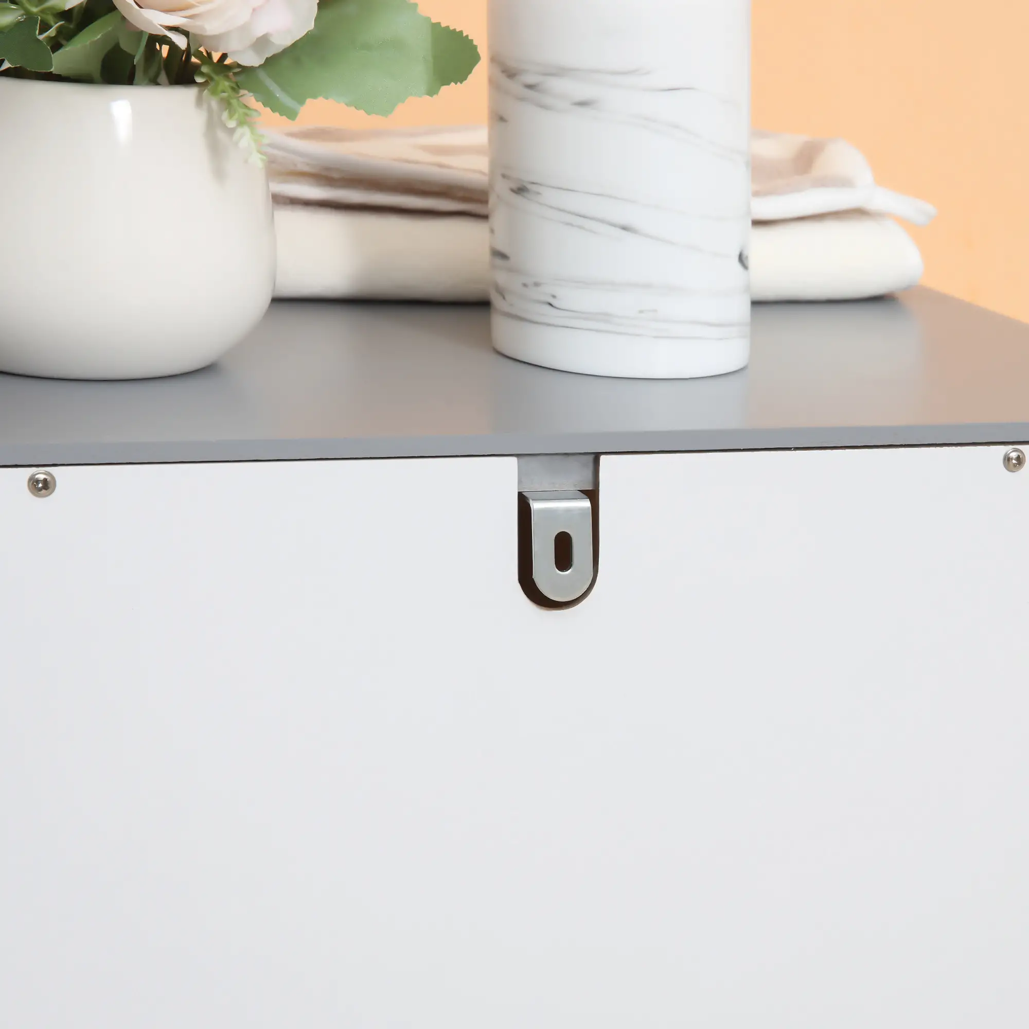 Small Bathroom Storage Cabinet, 3 Drawers, Open Shelf, White - Image 10