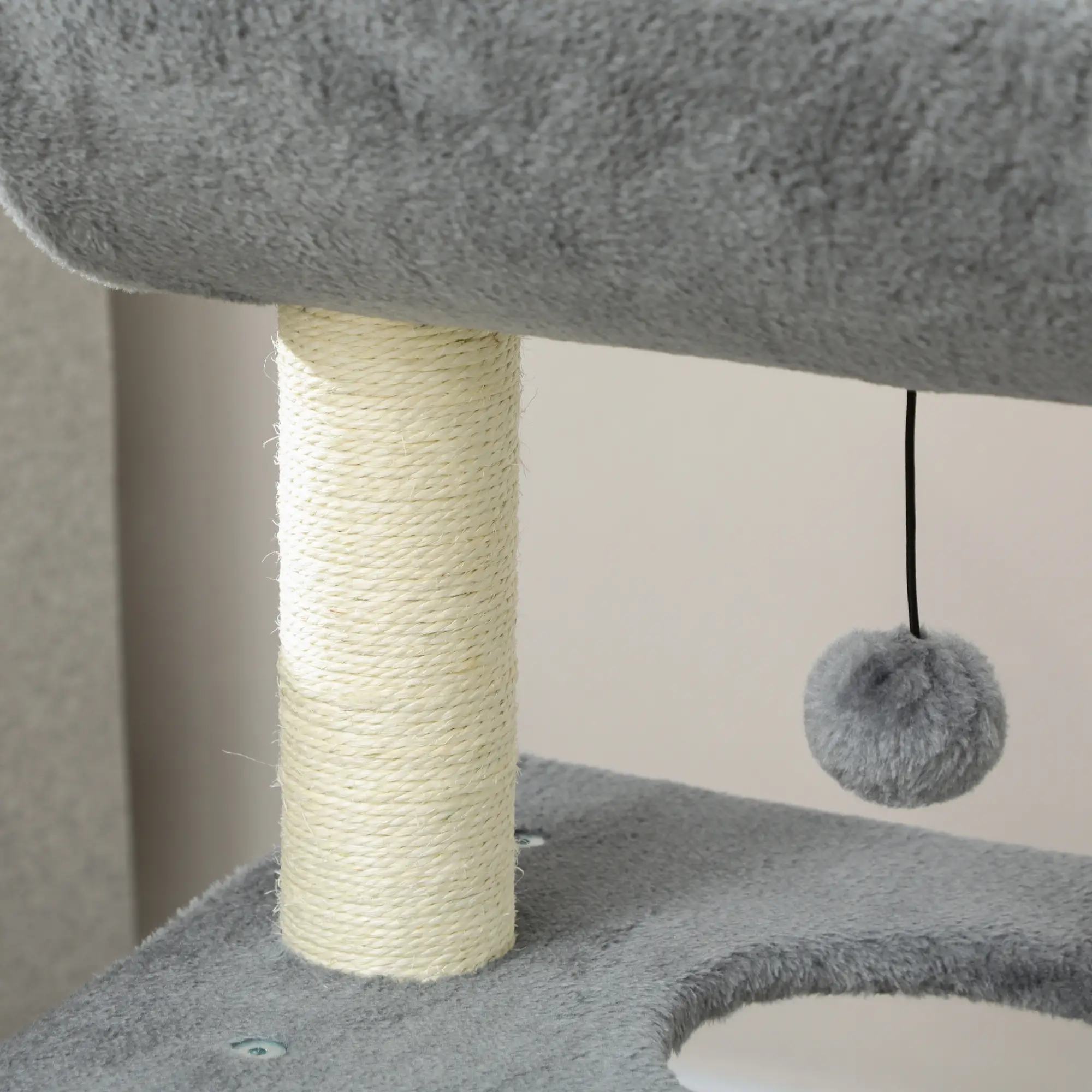 Small Cat Tree with Perch, Scratching Posts, Light Grey - Image 10