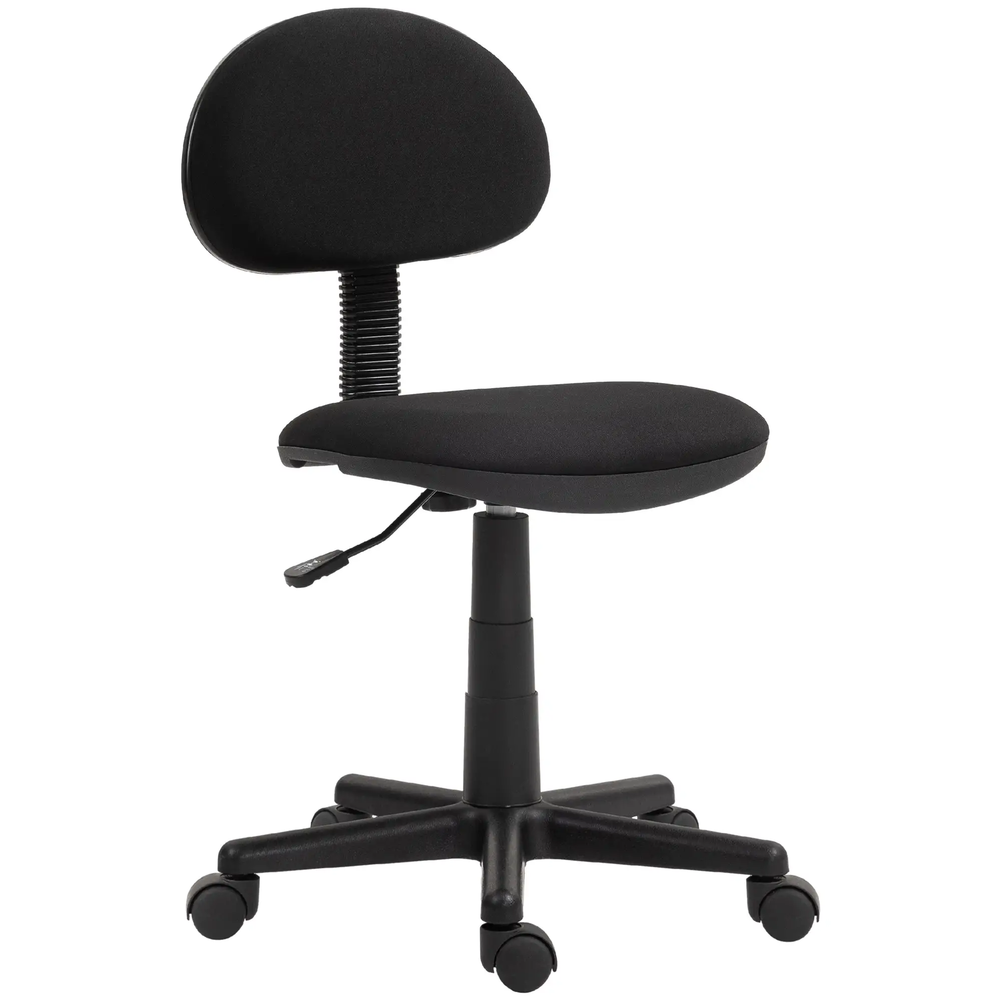 Small Desk Chair, Armless Adjustable Height, 360° Swivel Wheels, Black