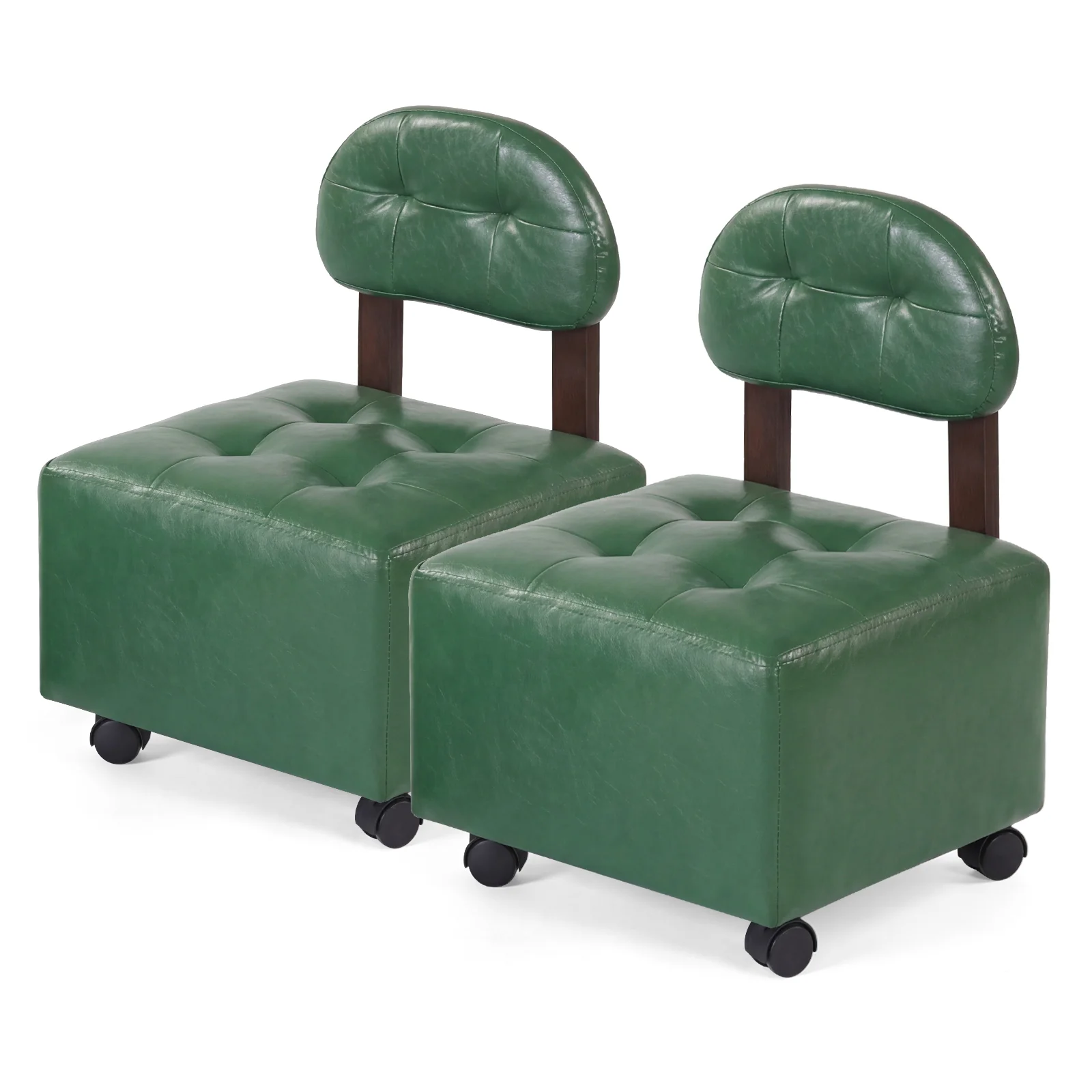 Small Rolling Footrest Stools Set Of 2, Green - Image 4