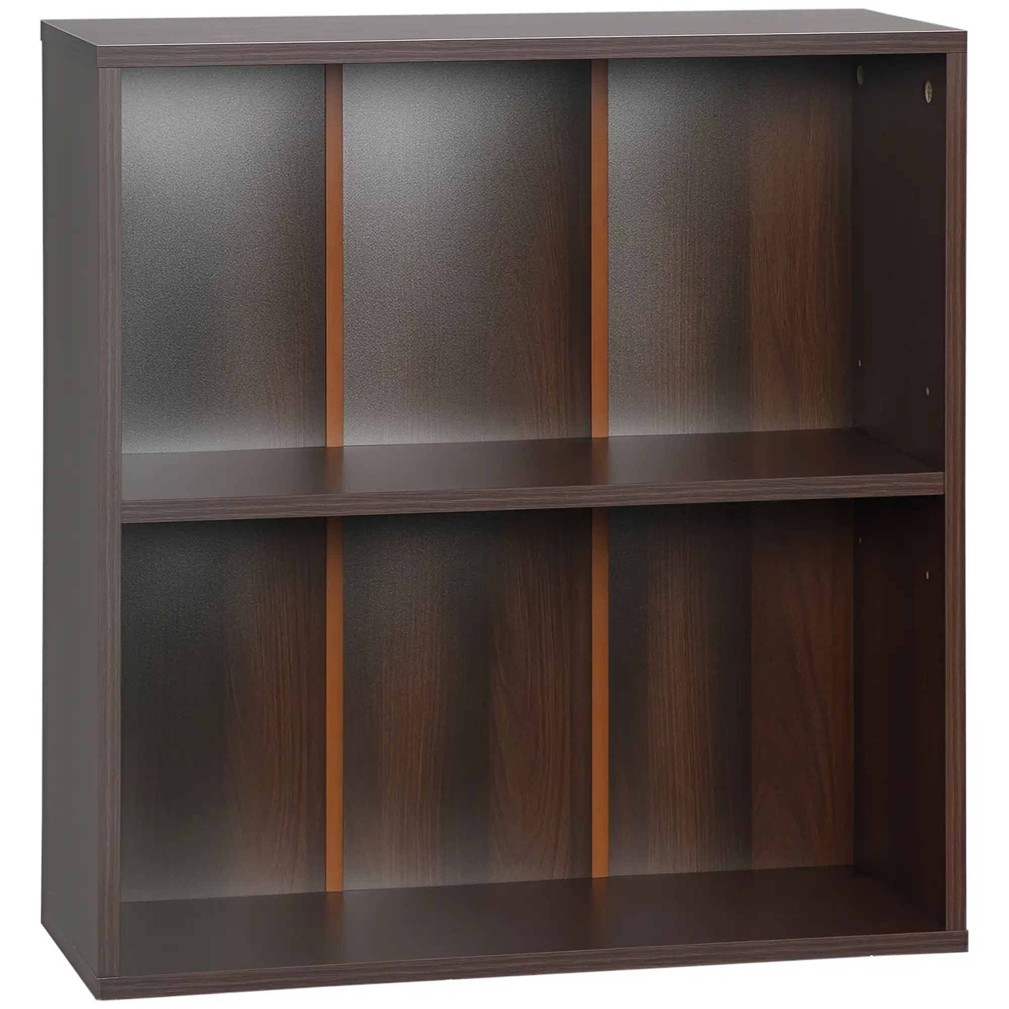 Small Wood Bookshelf, 2 Tier Storage Rack, Walnut