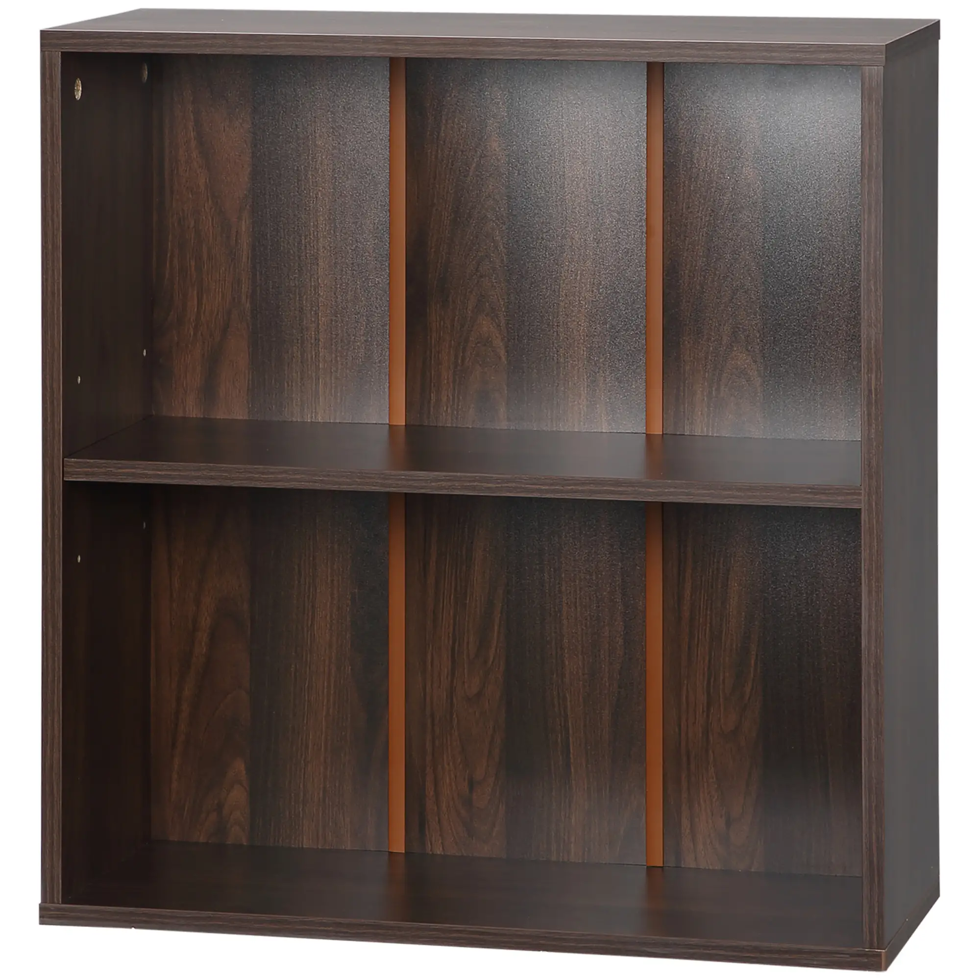 Small Wood Bookshelf, 2 Tier Storage Rack, Walnut - Image 11