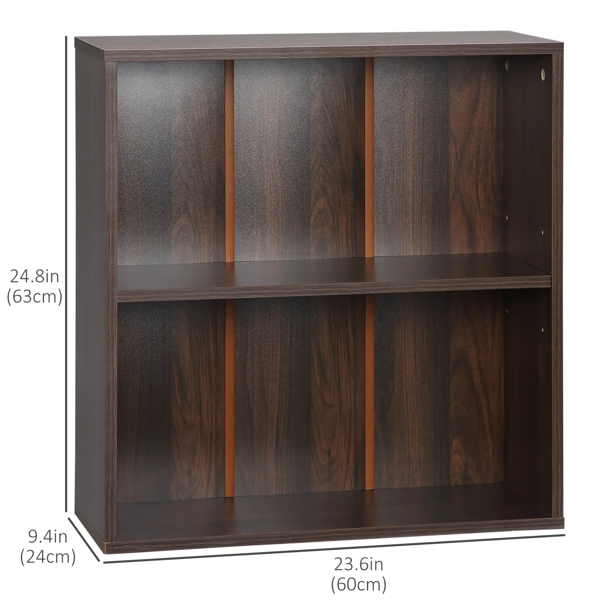 Small Wood Bookshelf, 2 Tier Storage Rack, Walnut - Image 3