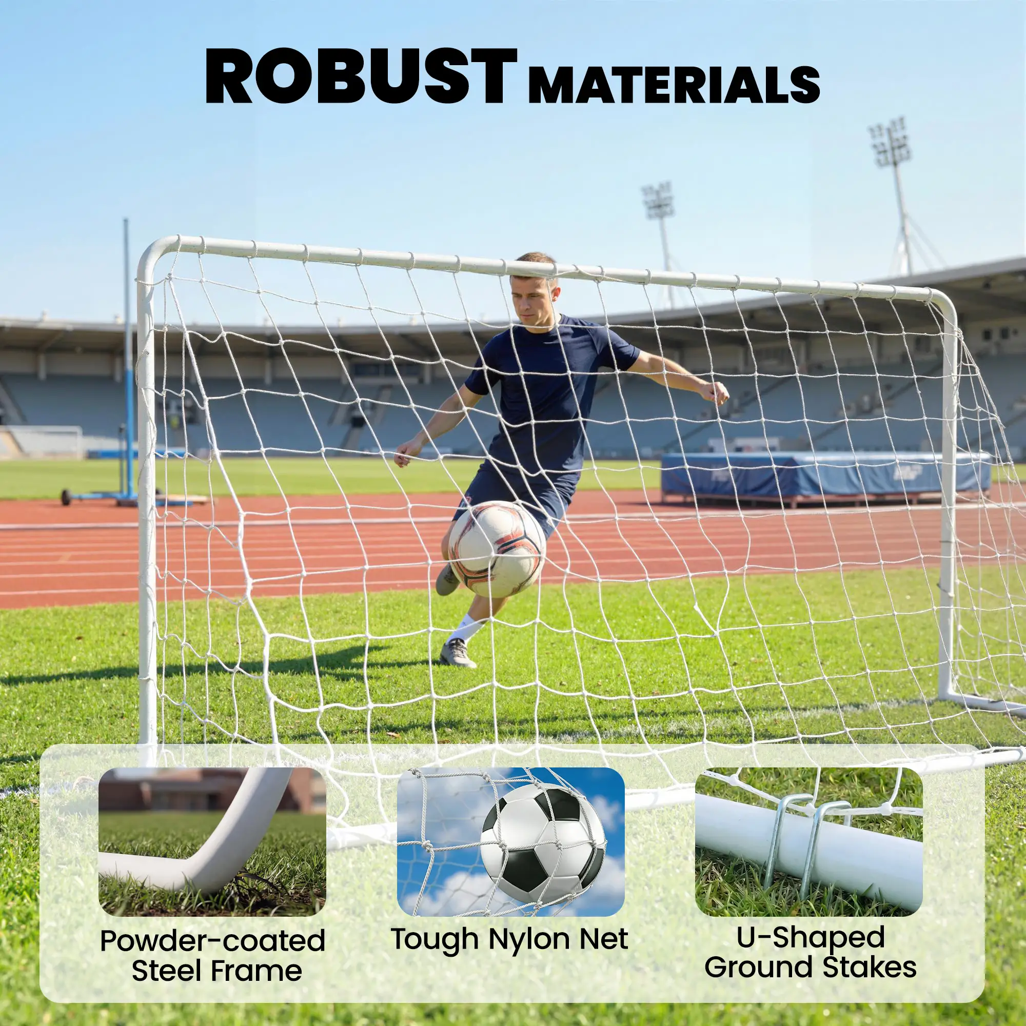 Soccer Goal, 6x4ft Portable Practice Net, Steel Frame - Image 5