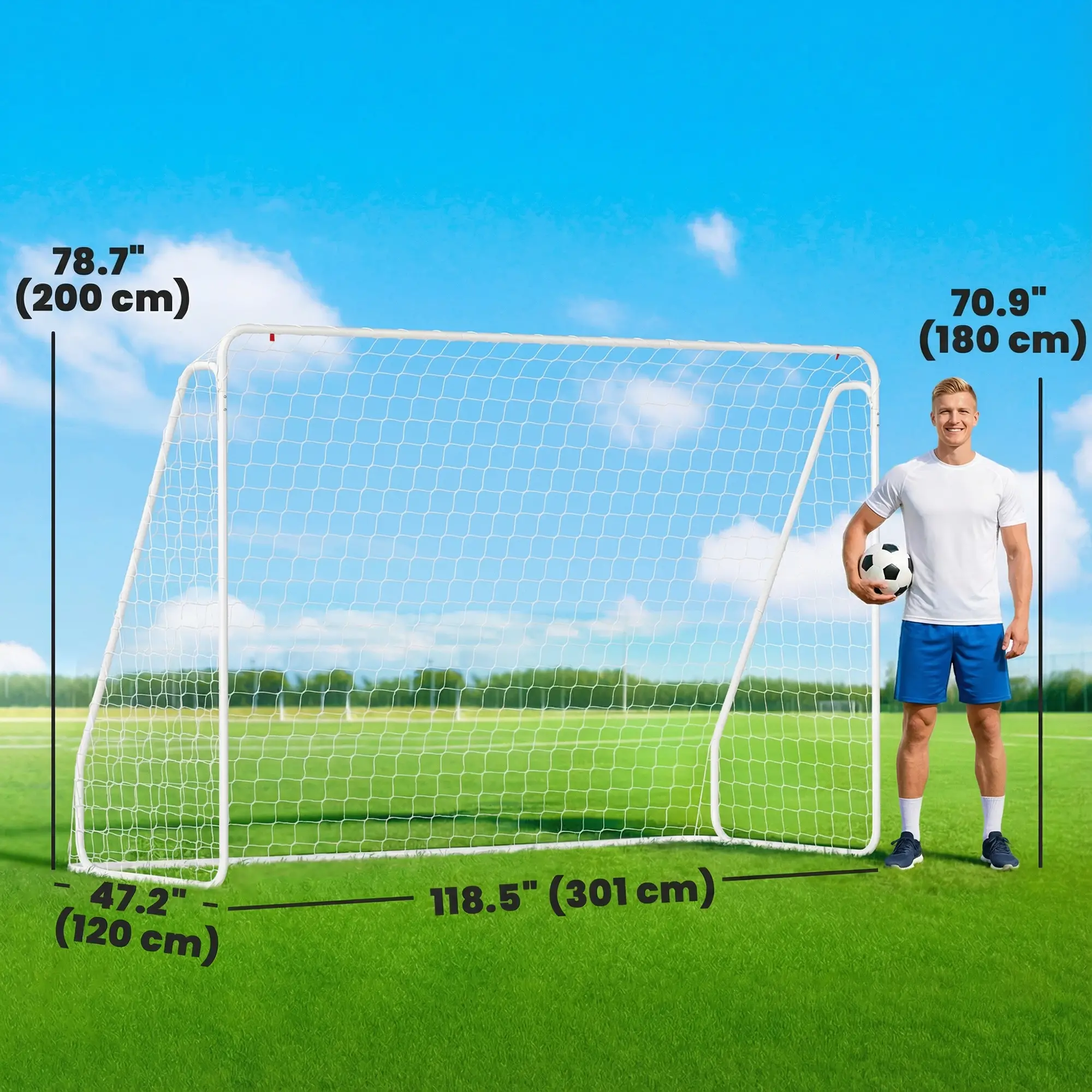 Soccer Goal, Soccer Net, 10 x 4 ft, White - Image 3