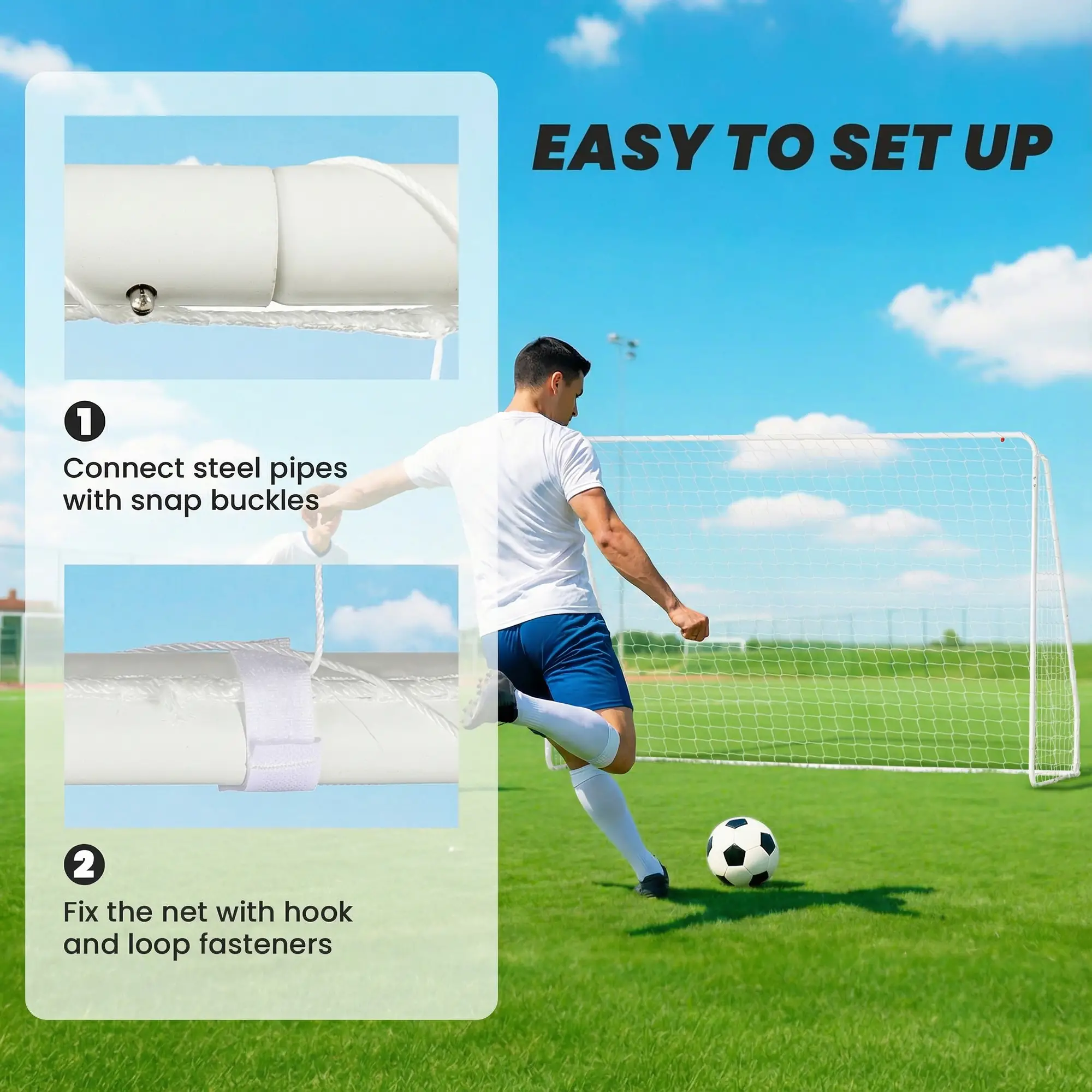 Soccer Goal, Soccer Net, 10 x 4 ft, White - Image 4