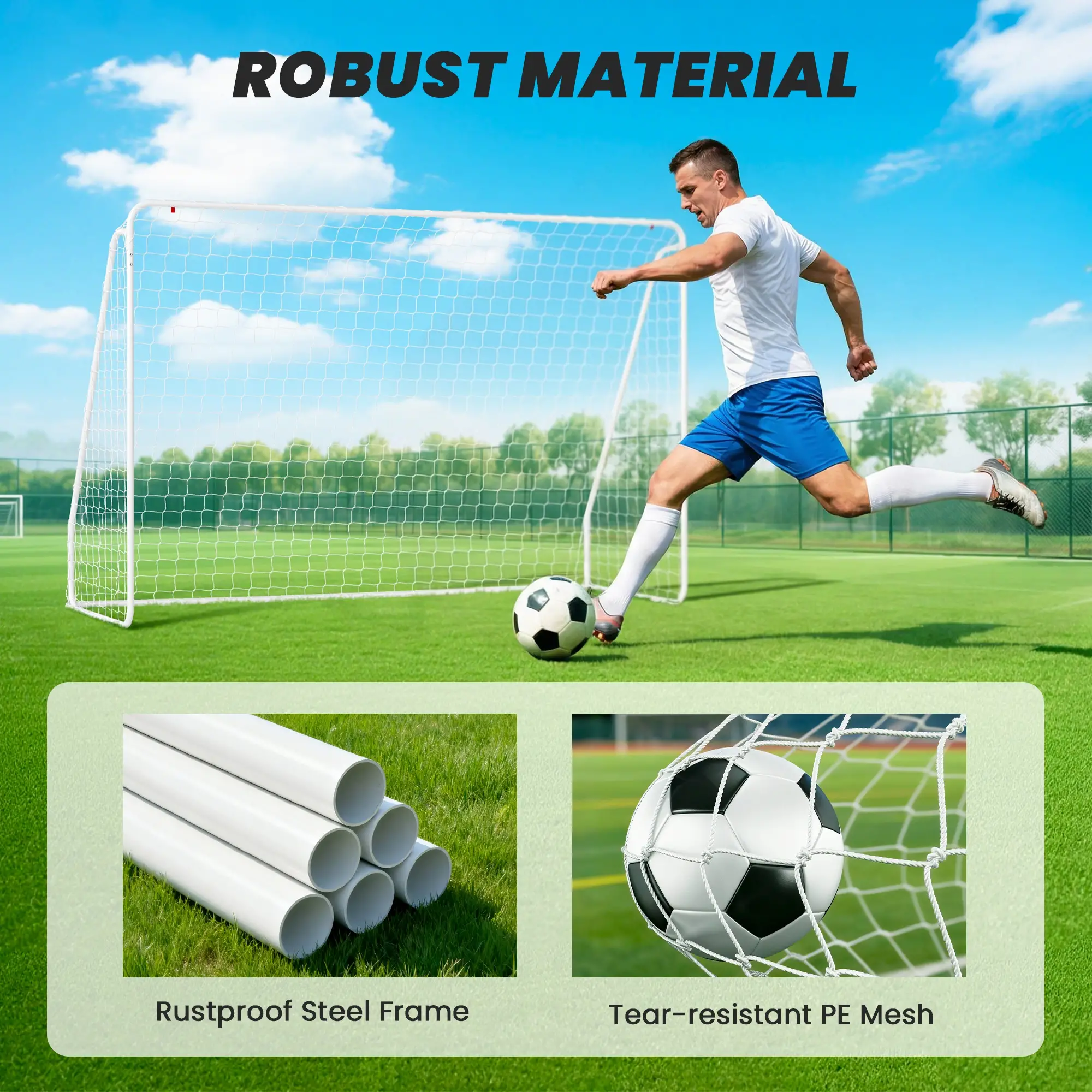 Soccer Goal, Soccer Net, 10 x 4 ft, White - Image 6