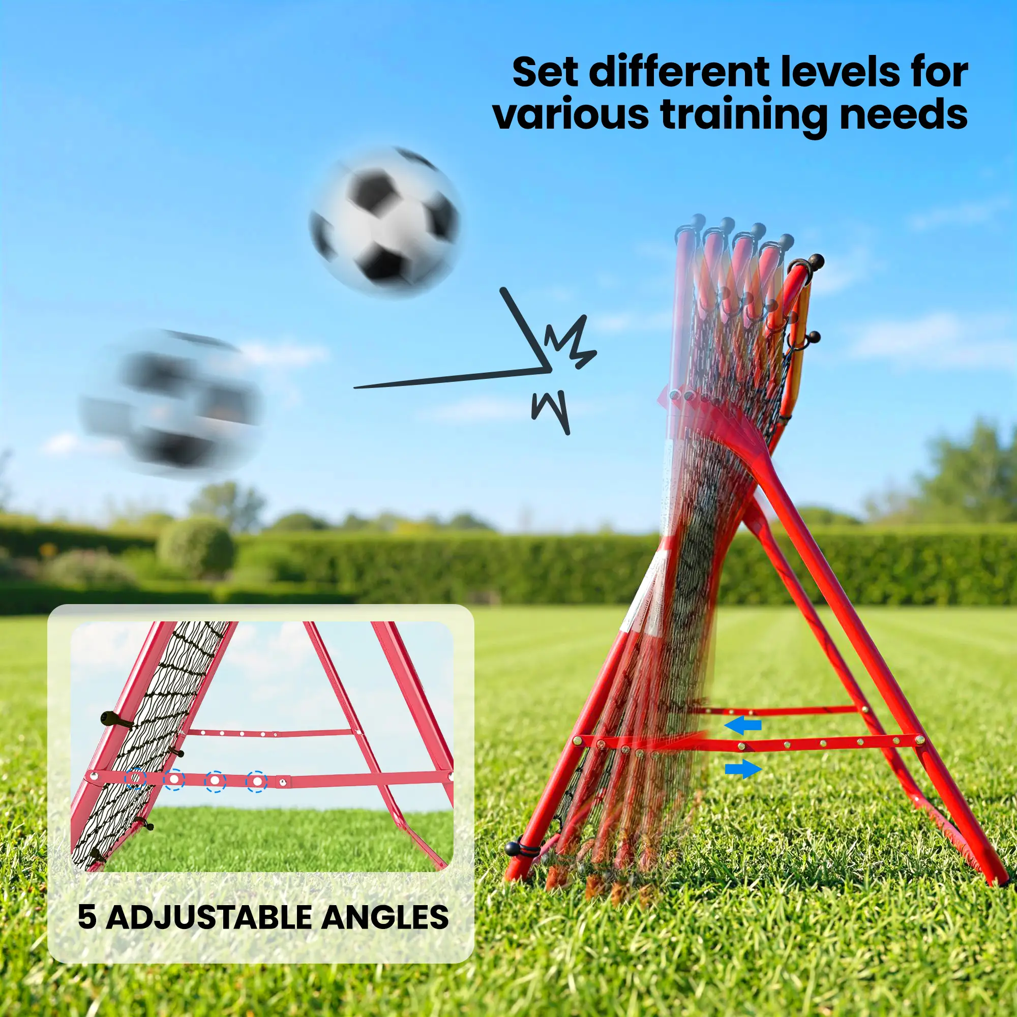 Soccer Rebounder Net, 3.5 x 3ft Easy Setup Bounce Back Net with 5 Adjustable Angles - Image 4