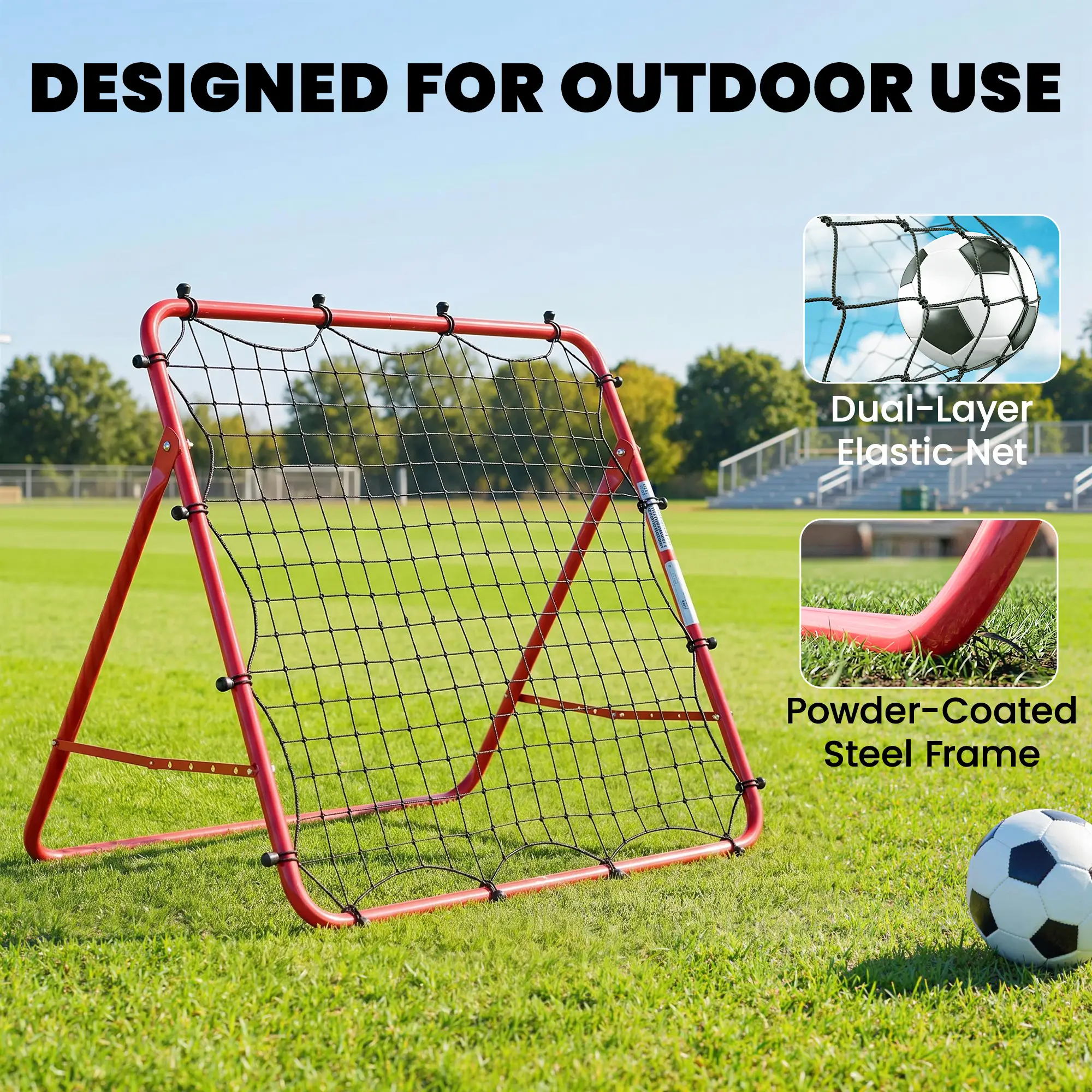 Soccer Rebounder Net, 3.5 x 3ft Easy Setup Bounce Back Net with 5 Adjustable Angles - Image 5