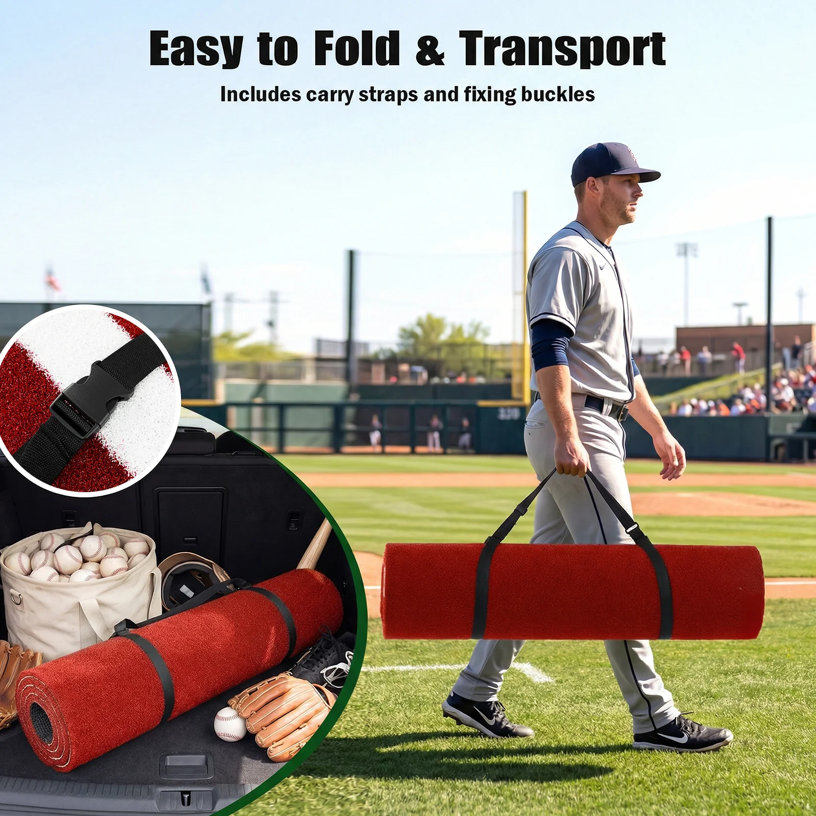 Softball Pitching Mat, 10 x 3 Feet, Training Aid, Red - Image 10