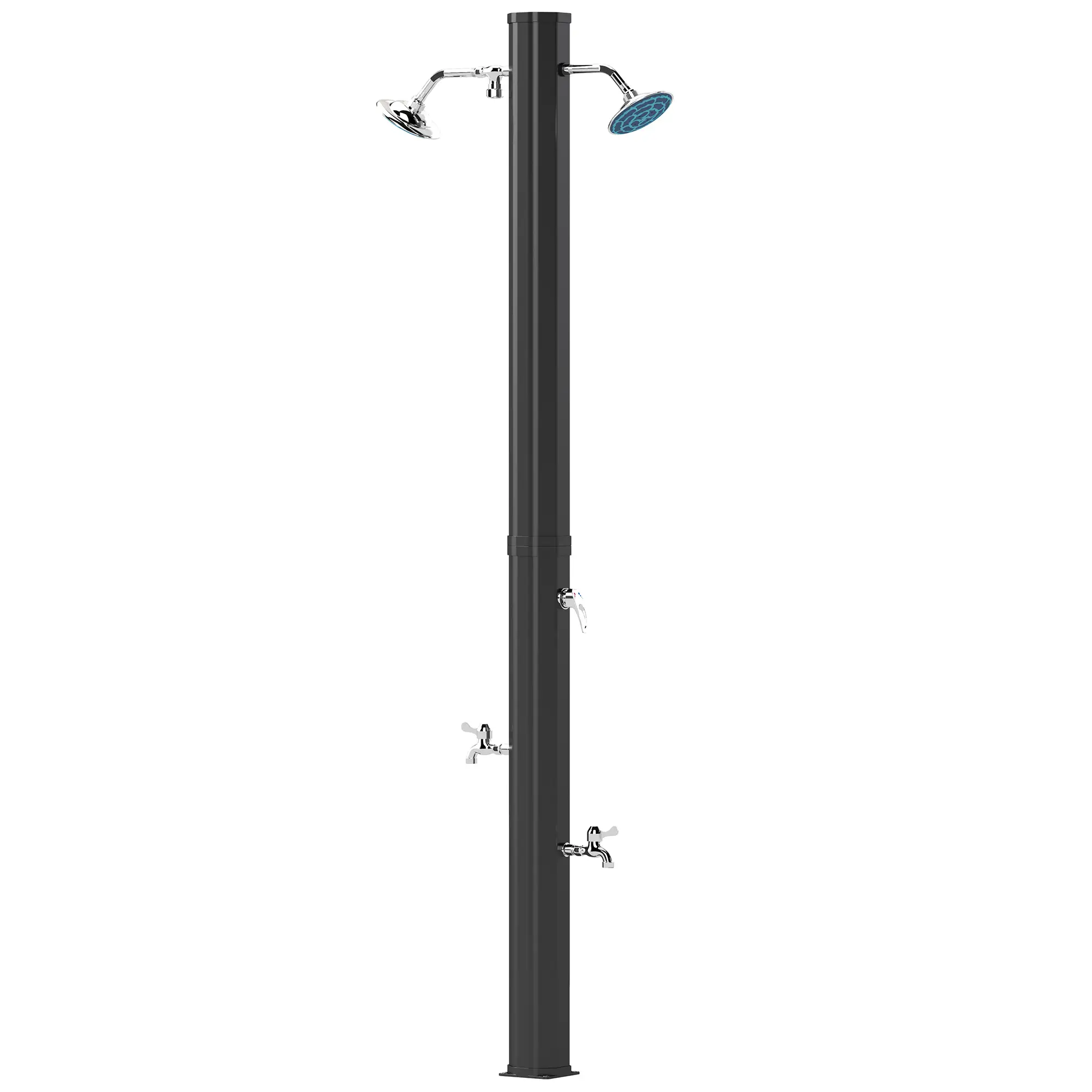Solar Heated Outdoor Shower, 9.2 Gallon, 7.1ft, 2 Rotating Heads