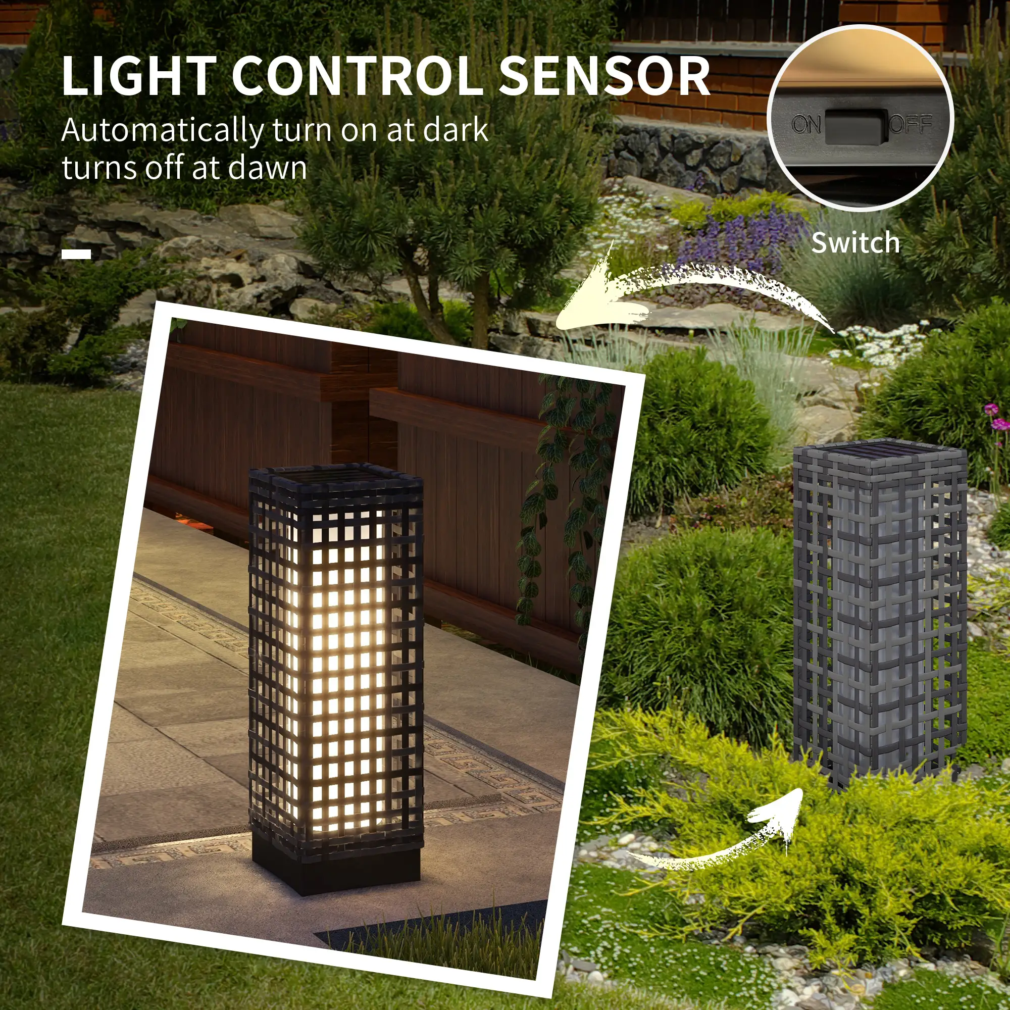 Solar Outdoor Floor Lamp, IP44, Auto LED Lights, Grey - Image 6