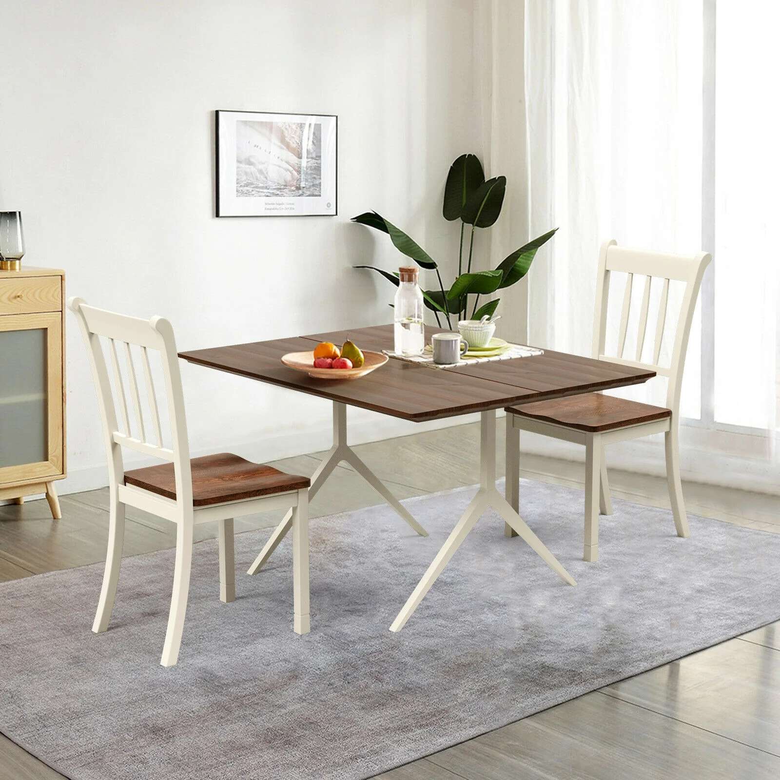 Solid Wood Dining Chairs, 2 Pieces, White - Image 2