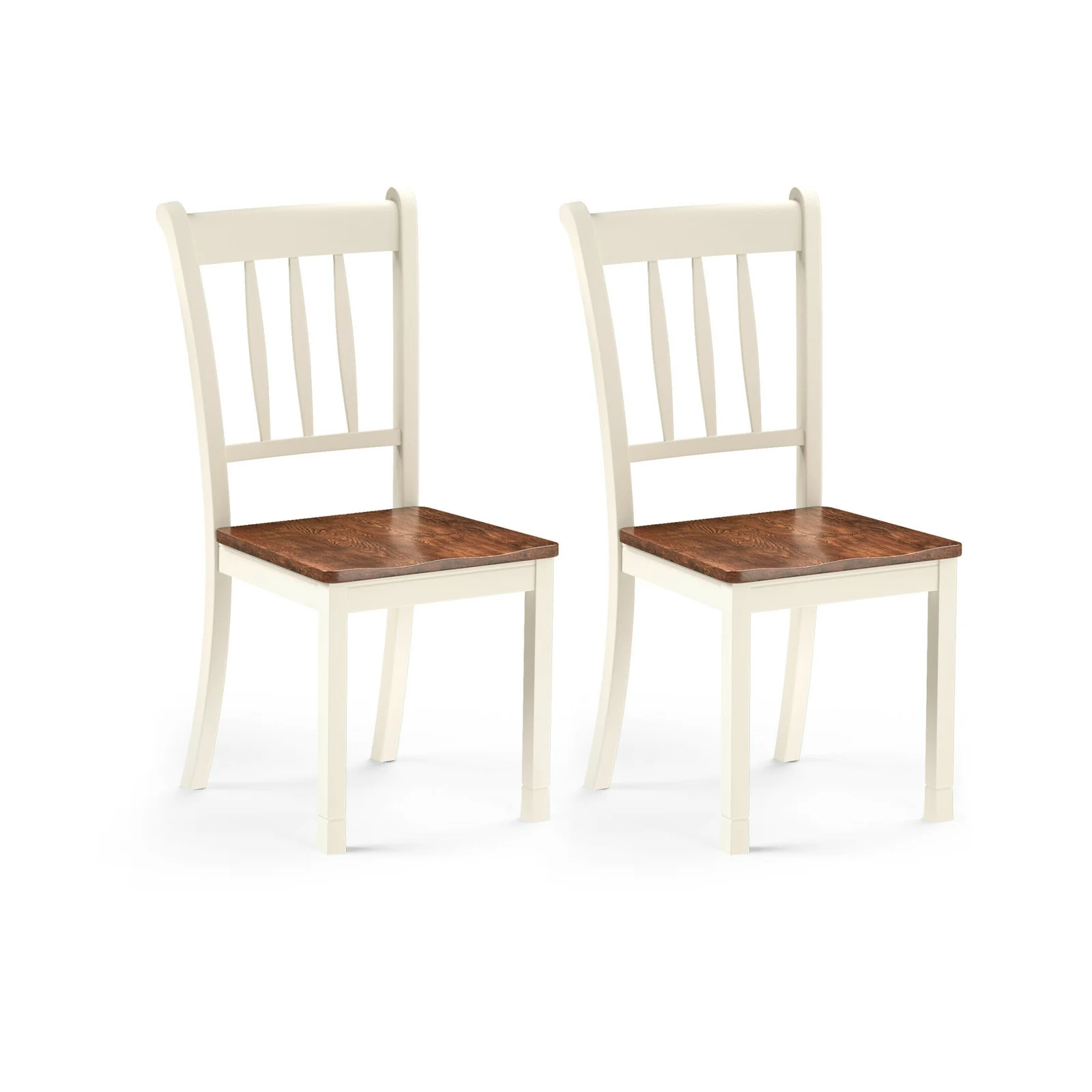 Solid Wood Dining Chairs, 2 Pieces, White - Image 4