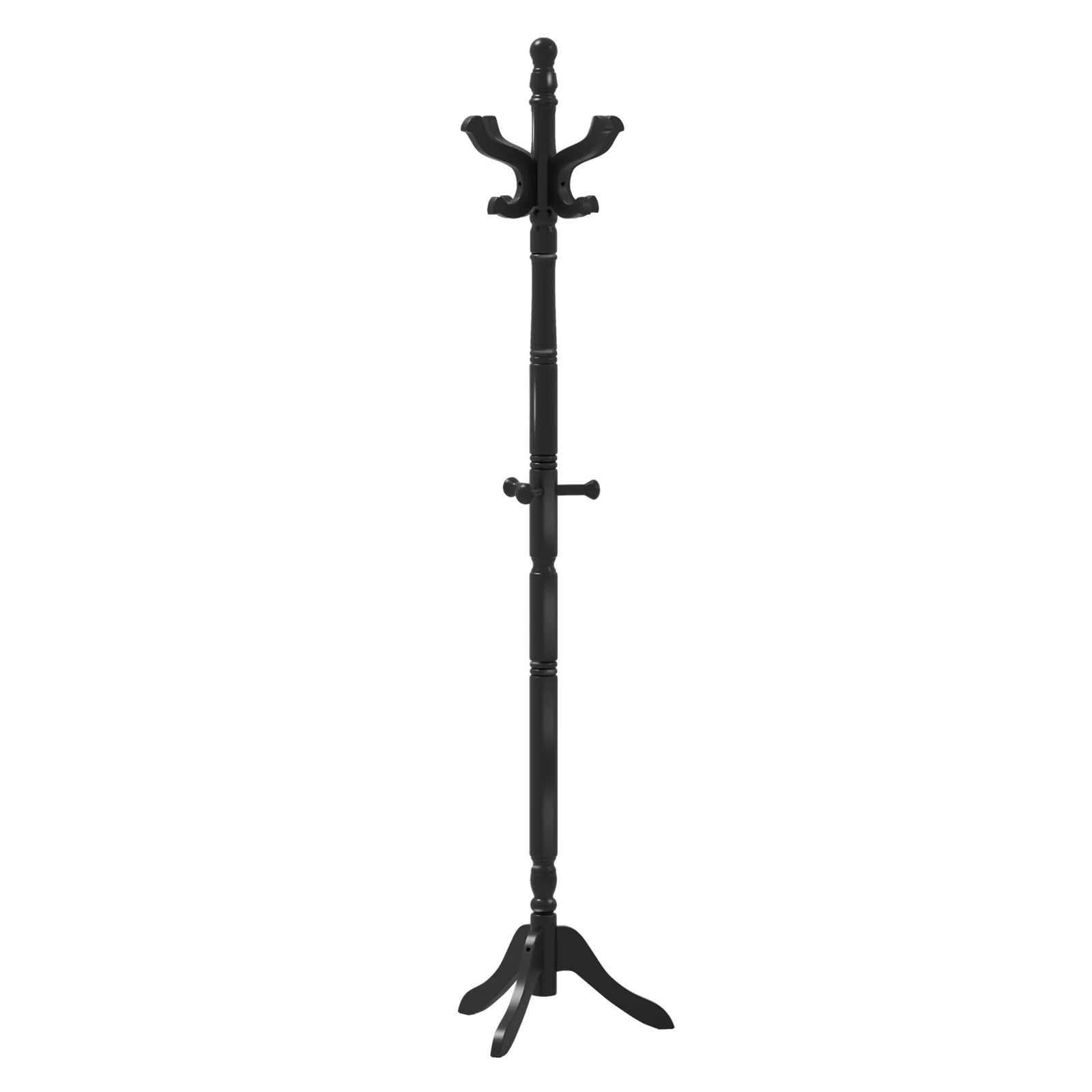 Solid Wood Hall Tree, 11 Hooks, 3 Height Options, Black - Image 4